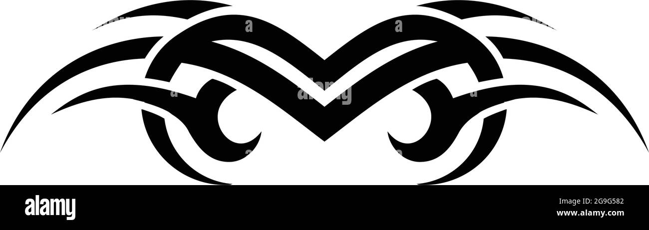 eye letter m tribal tattoo logo icon flat concept vector design Stock Vector