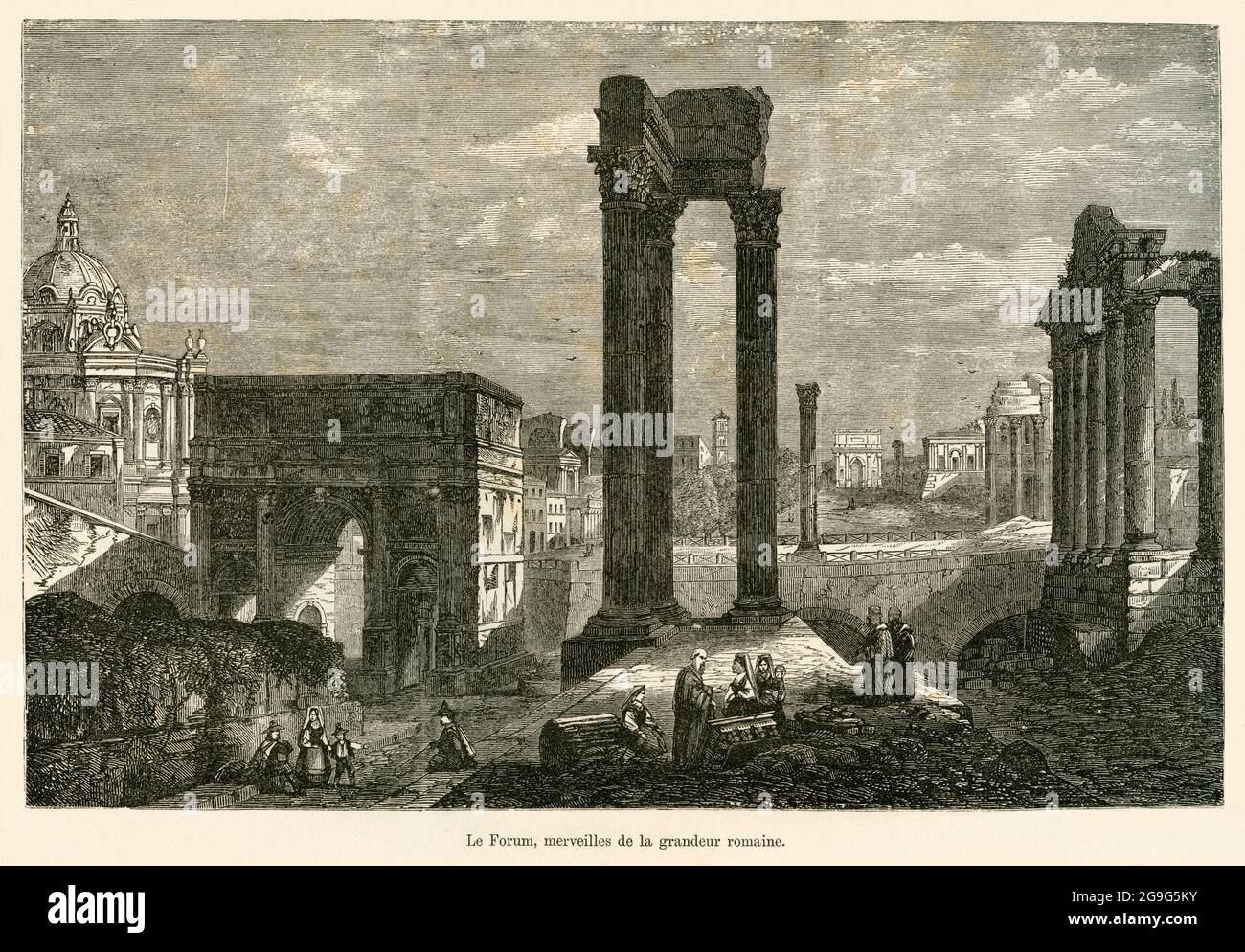 geography / travel, Italy, Lazio, Rome, original text: 'Le Forum, merveilles de la grandeur romaine', ADDITIONAL-RIGHTS-CLEARANCE-INFO-NOT-AVAILABLE Stock Photo