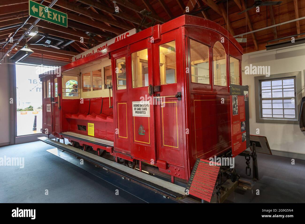 A 1950s wooden cable car in the Cable Car Museum, Wellington, New Zealand Stock Photo