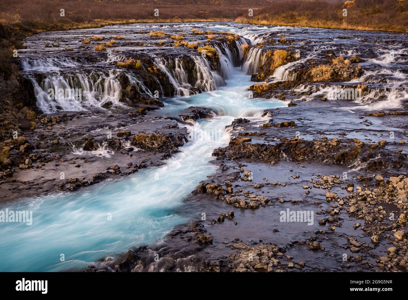 The beautifull Bruarfoss blue waterfall in Iceland Stock Photo