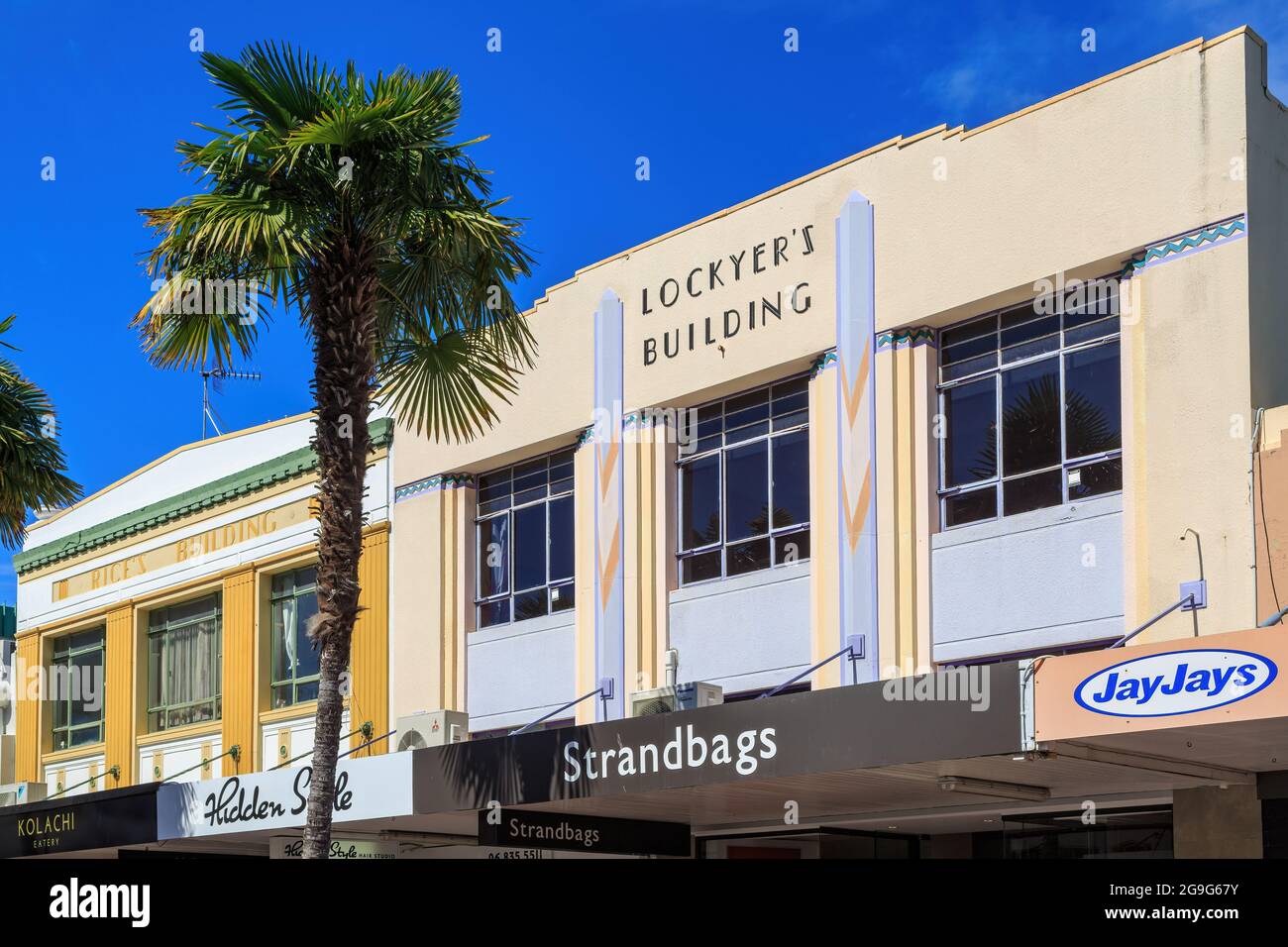 Napier, New Zealand. Rice's Building and Lockyer's Building, two of the ...