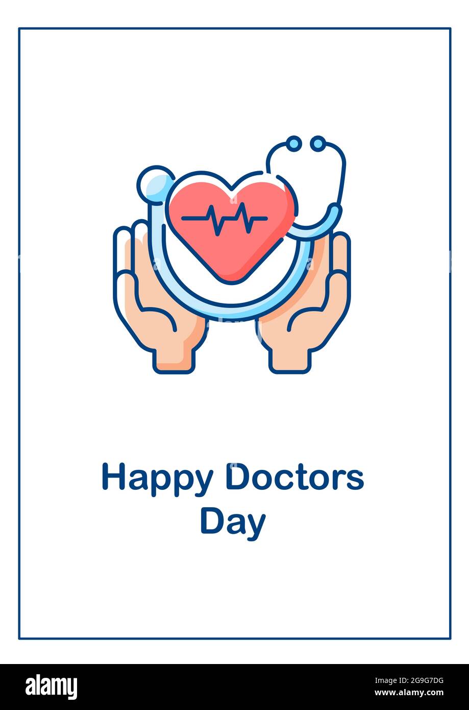 Happy doctors day greeting card with color icon element Stock ...