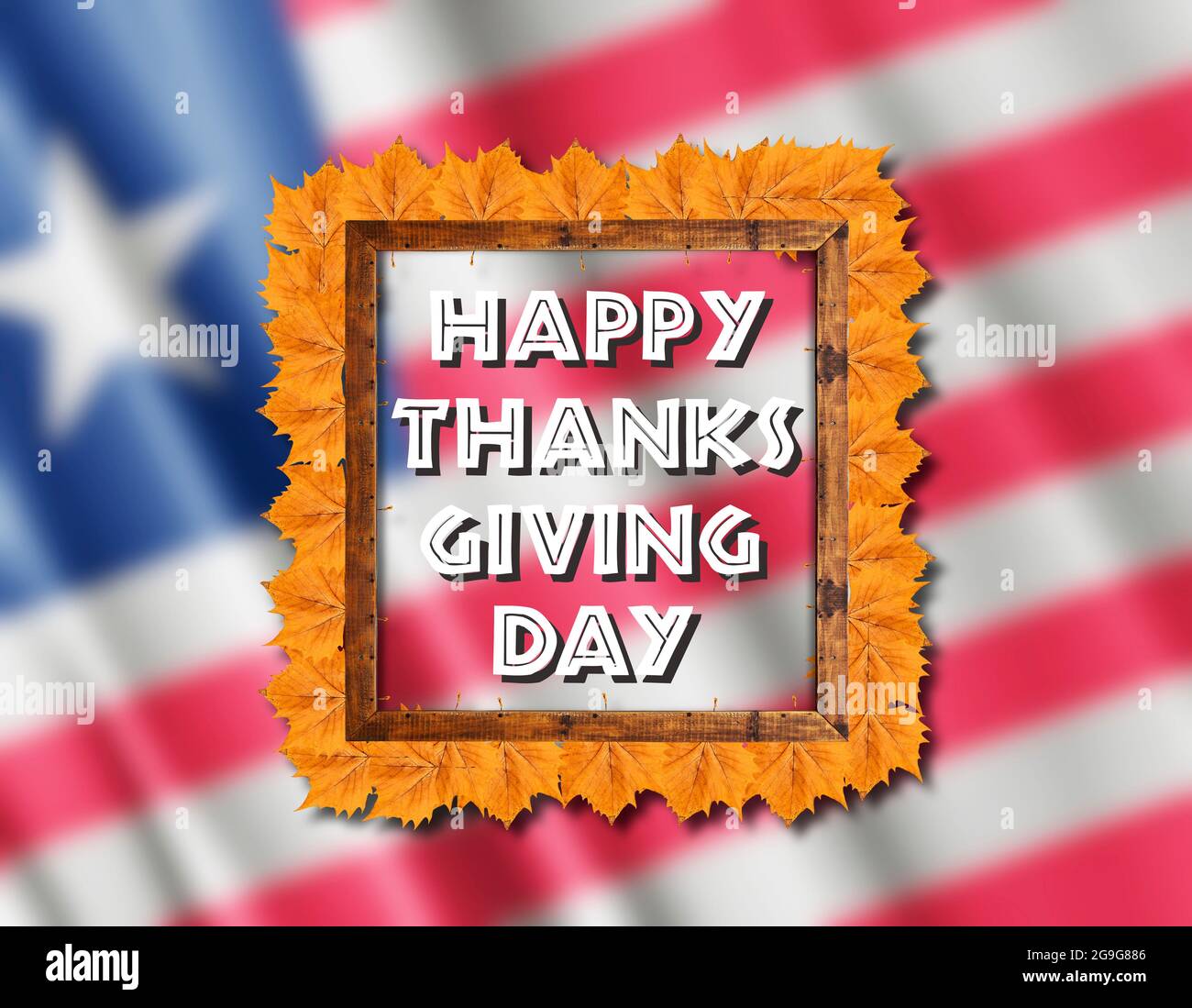 Liberia Flag And Happy Thanksgiving Day With Yellow Leaves Stock Photo -  Alamy