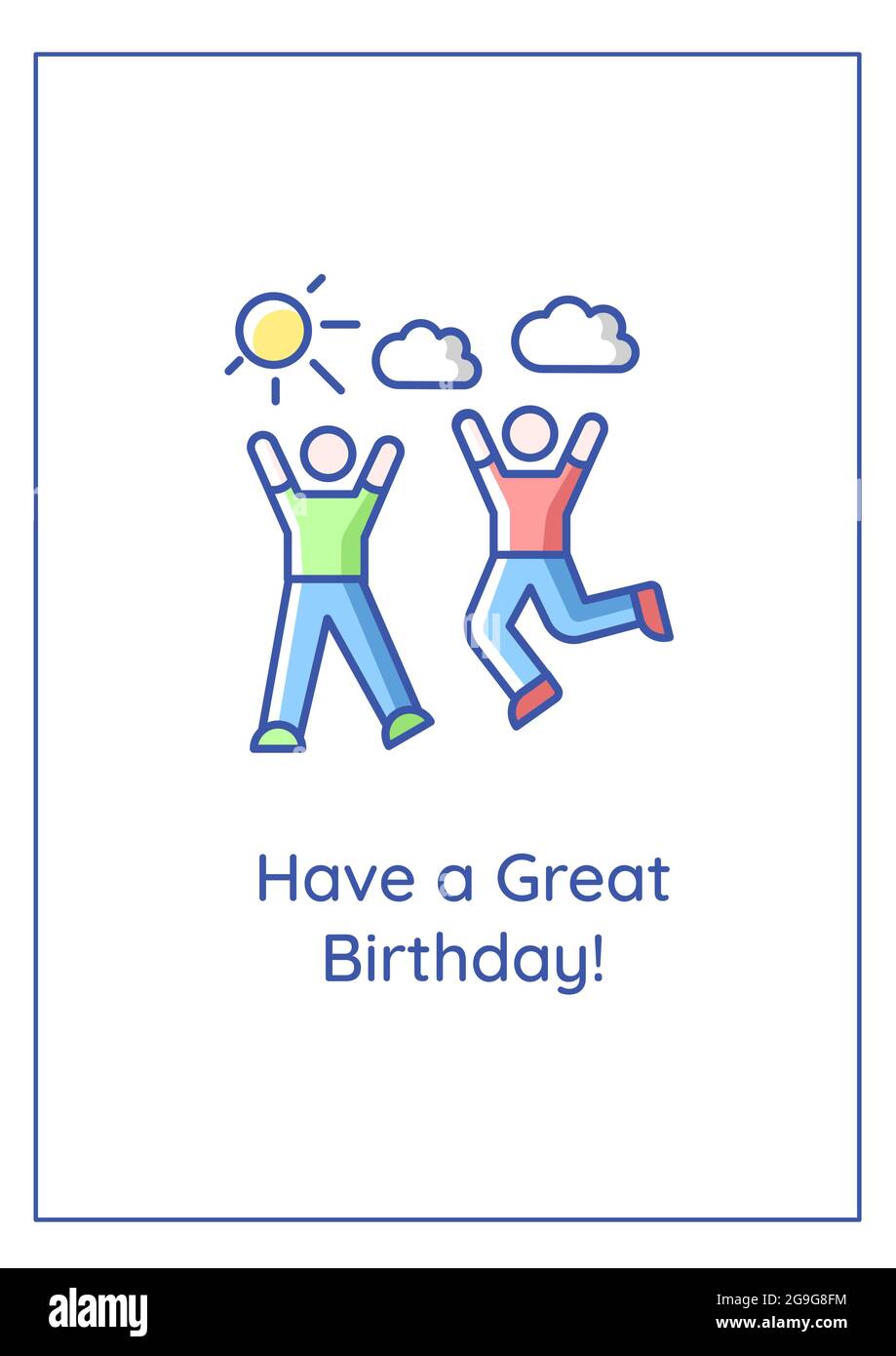 Have great birthday greeting card with color icon element Stock Vector
