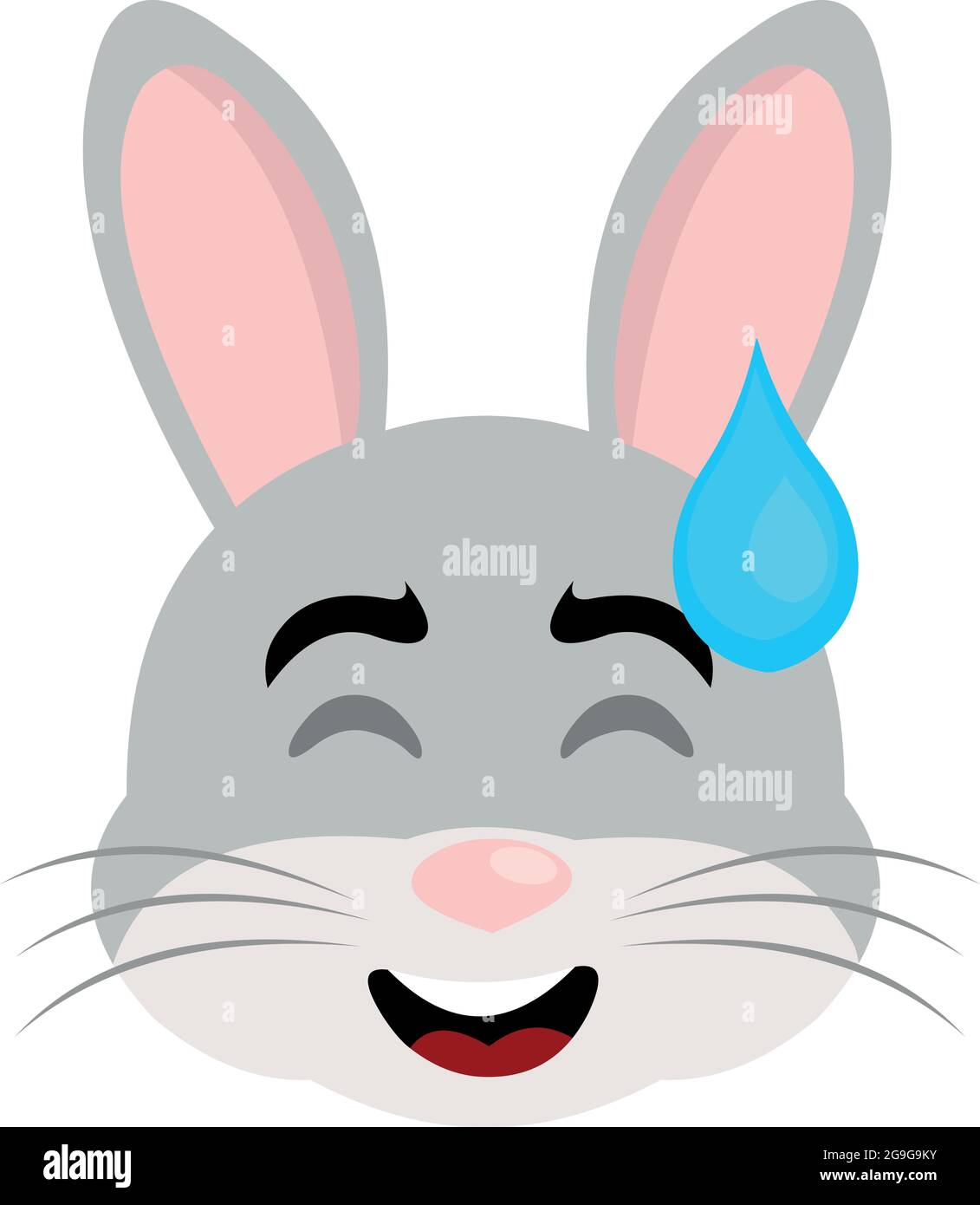 Vector illustration of an emoticon of the face of a cartoon rabbit with ...