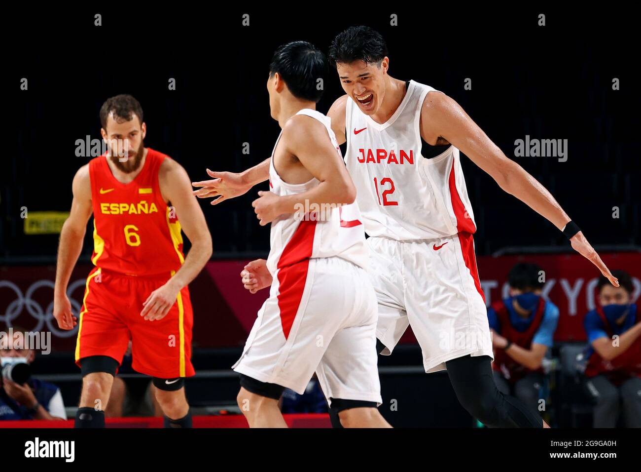 Tokyo Olympics Basketball Men Group C Japan V Spain Saitama Super Arena Saitama Japan July 26 21 Y Watanabe Of Japan And Yuki Togashi Of