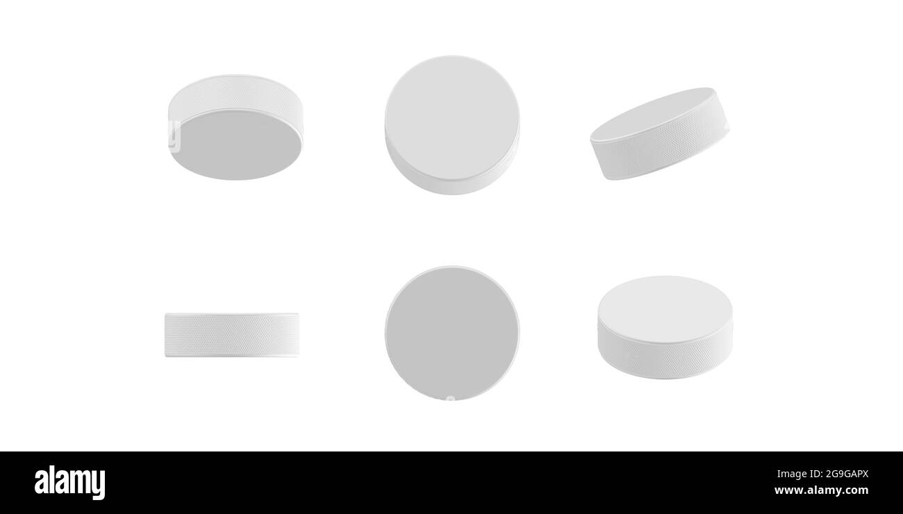 Hockey puck mockup isolated on white background 3D render Stock Photo