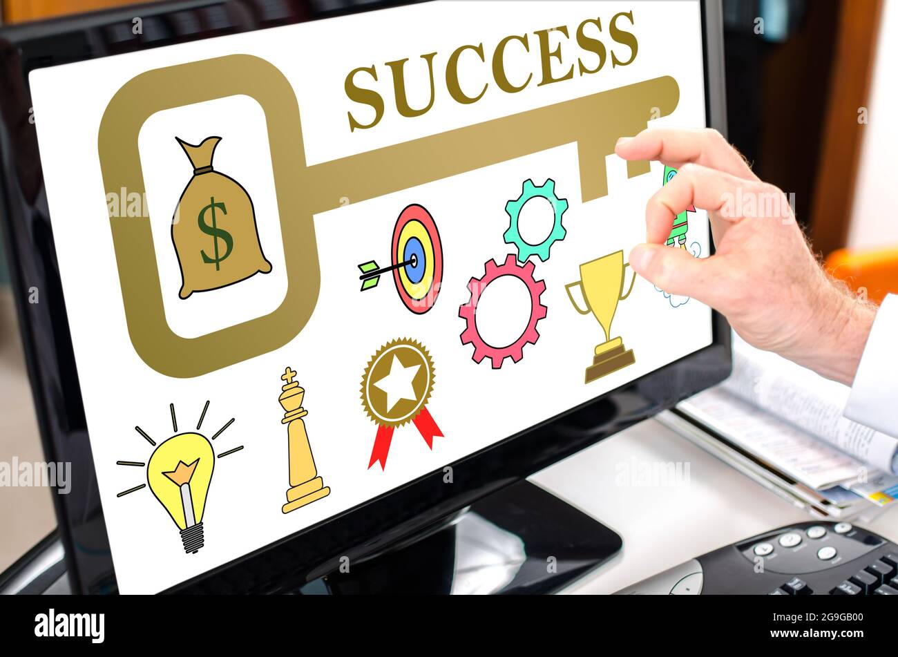 Business success concept shown on a computer screen Stock Photo - Alamy