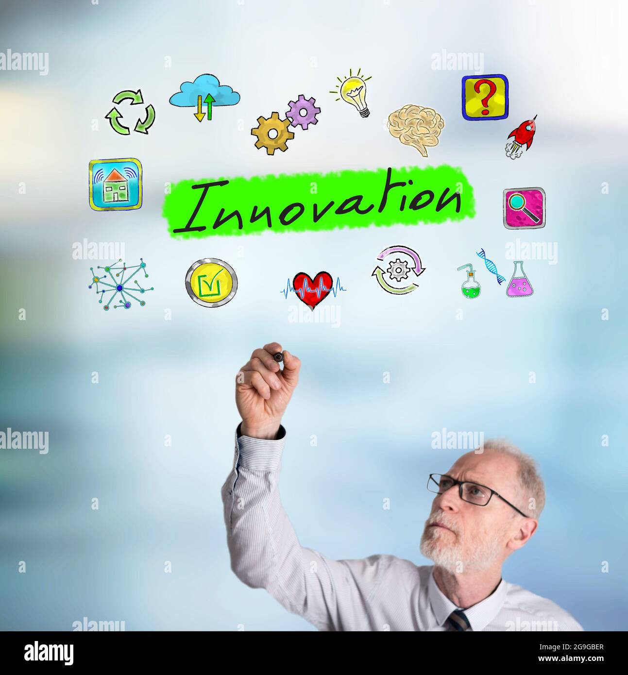 Innovation concept drawn by a businessman Stock Photo - Alamy