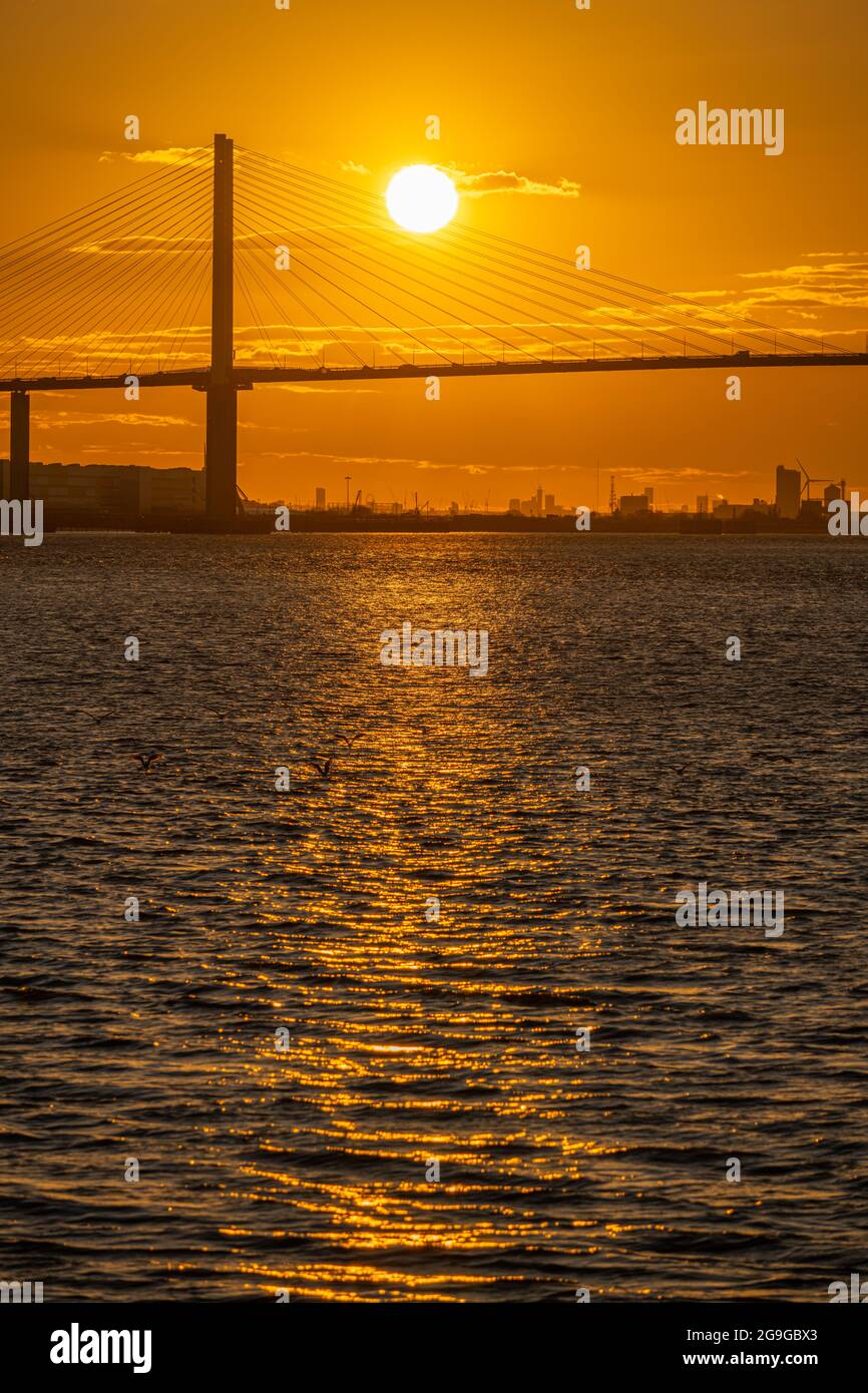 The Dartford Bridge across the Thames between Dartford and Thurrock at
