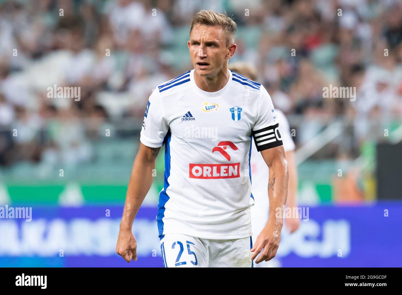 Warsaw, Poland. 24th July, 2021. Jakub Rzezniczak of Wisla Plock seen  during the Polish PKO Ekstraklasa League match between Legia Warszawa and  Wisla Plock at Marshal Jozef Pilsudski Legia Warsaw Municipal Stadium.Final