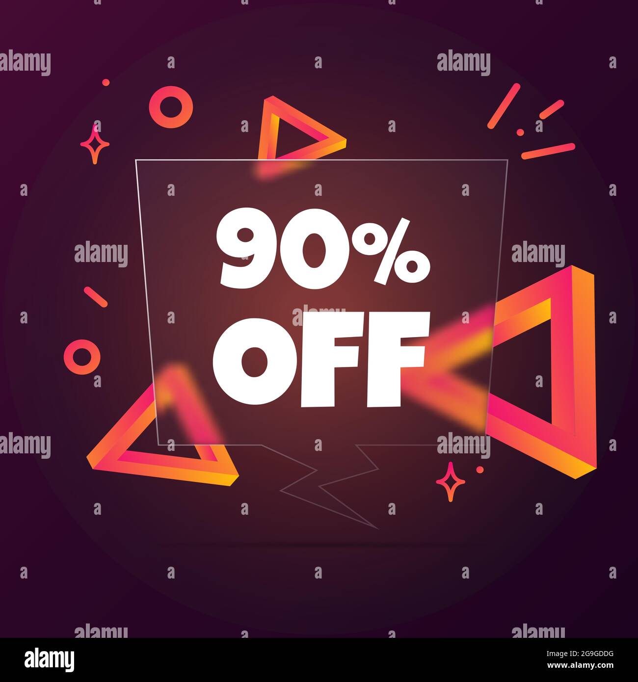 90 percent off. Speech bubble banner with 90 percent off text ...