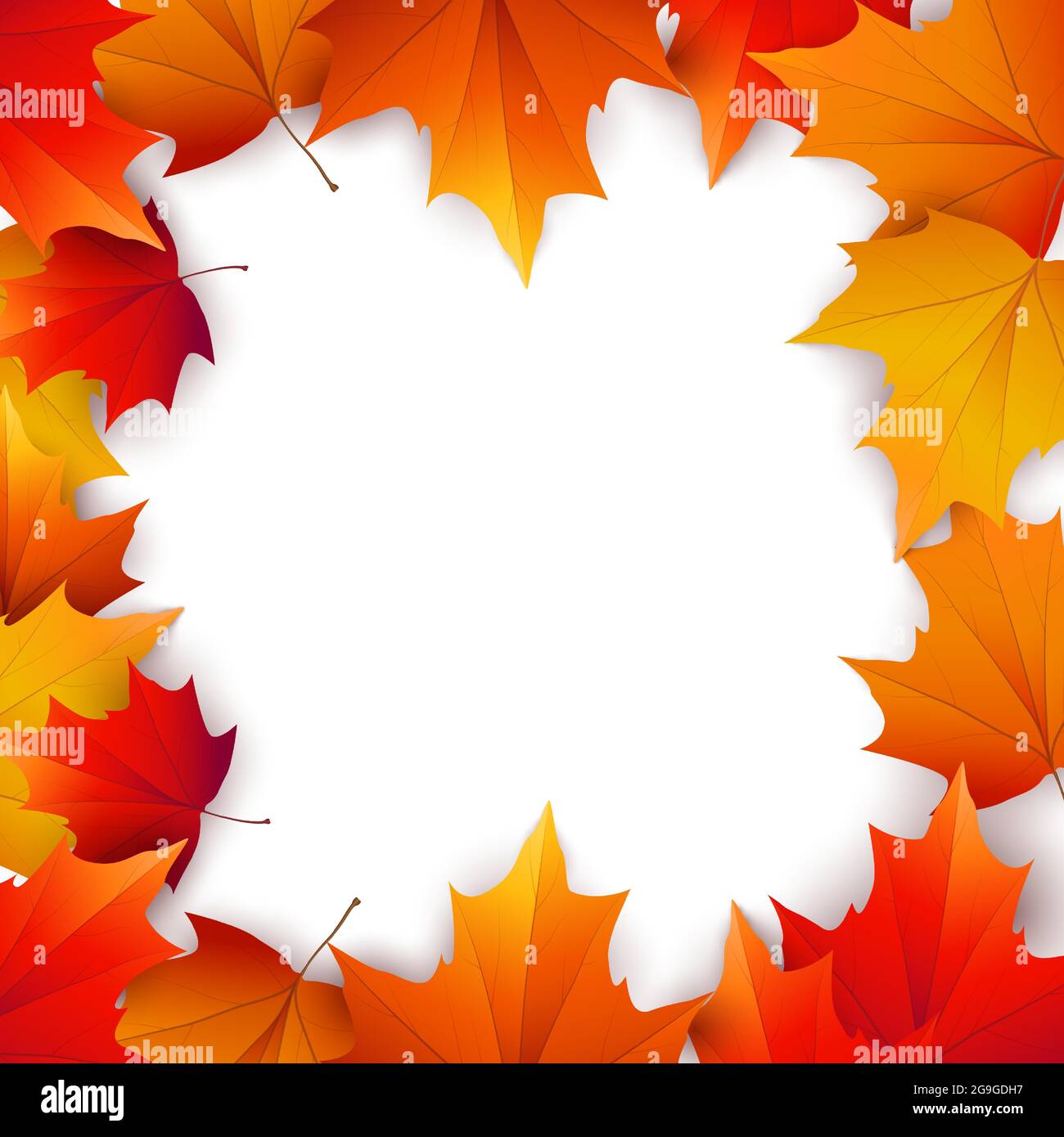 Autumn background with golden maple and oak leaves. Vector paper ...