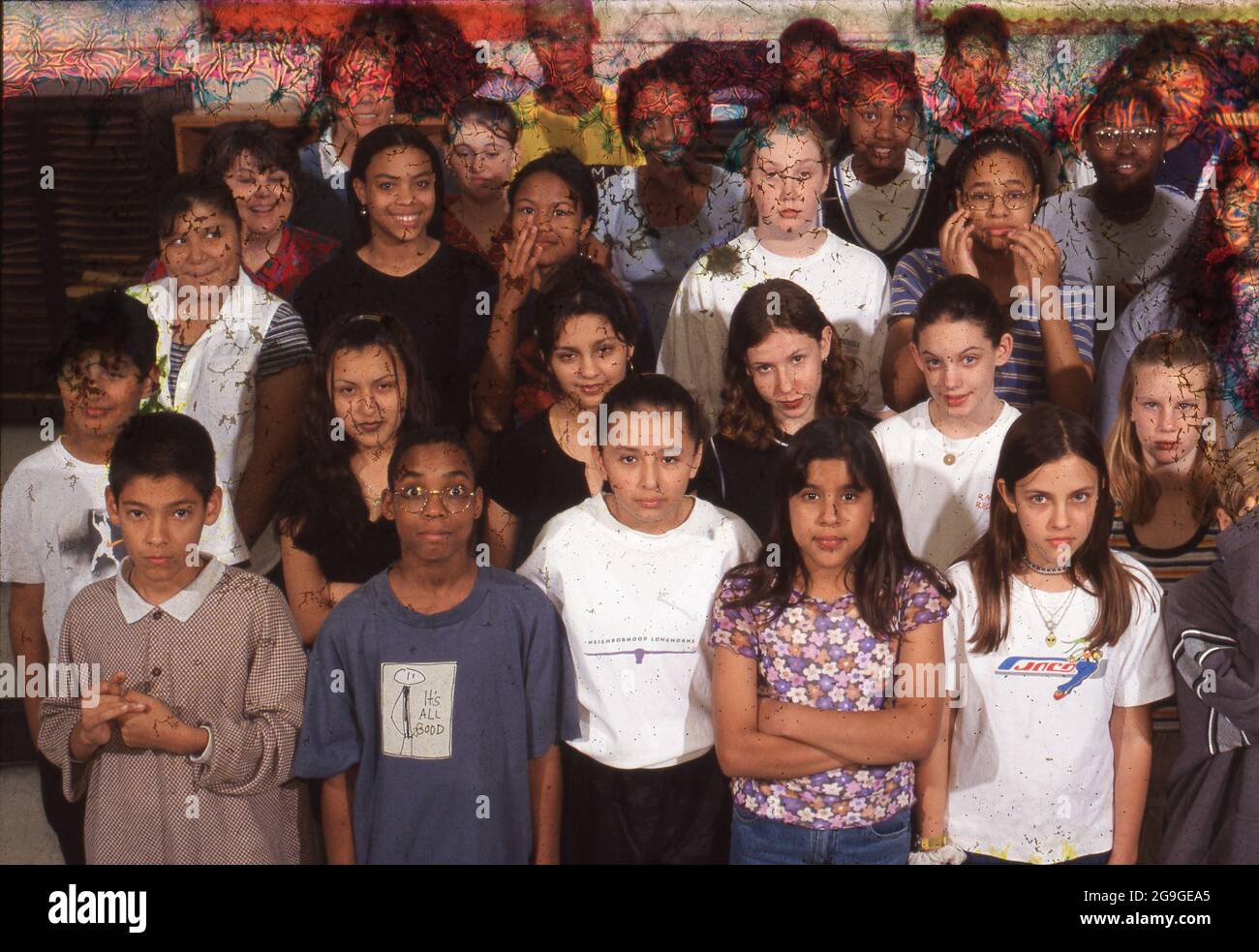 Austin, Texas USA,1999 Junior high school choir members rehearse for