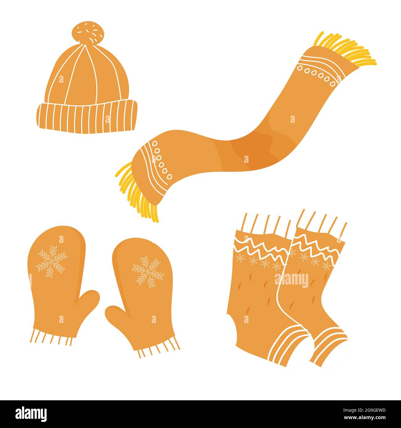 The Vector Set Of Winter Clothes Coats Hats Gloves Shoes And Socks