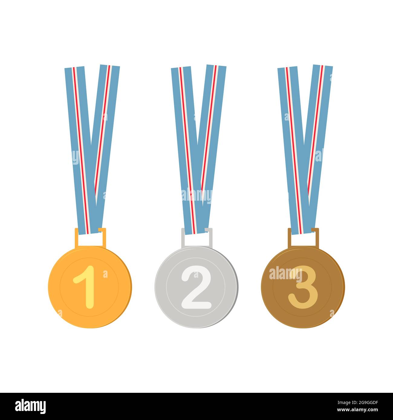 Gold, Silver, Bronze Medals Set Metal Badge With First, Second, Third ...