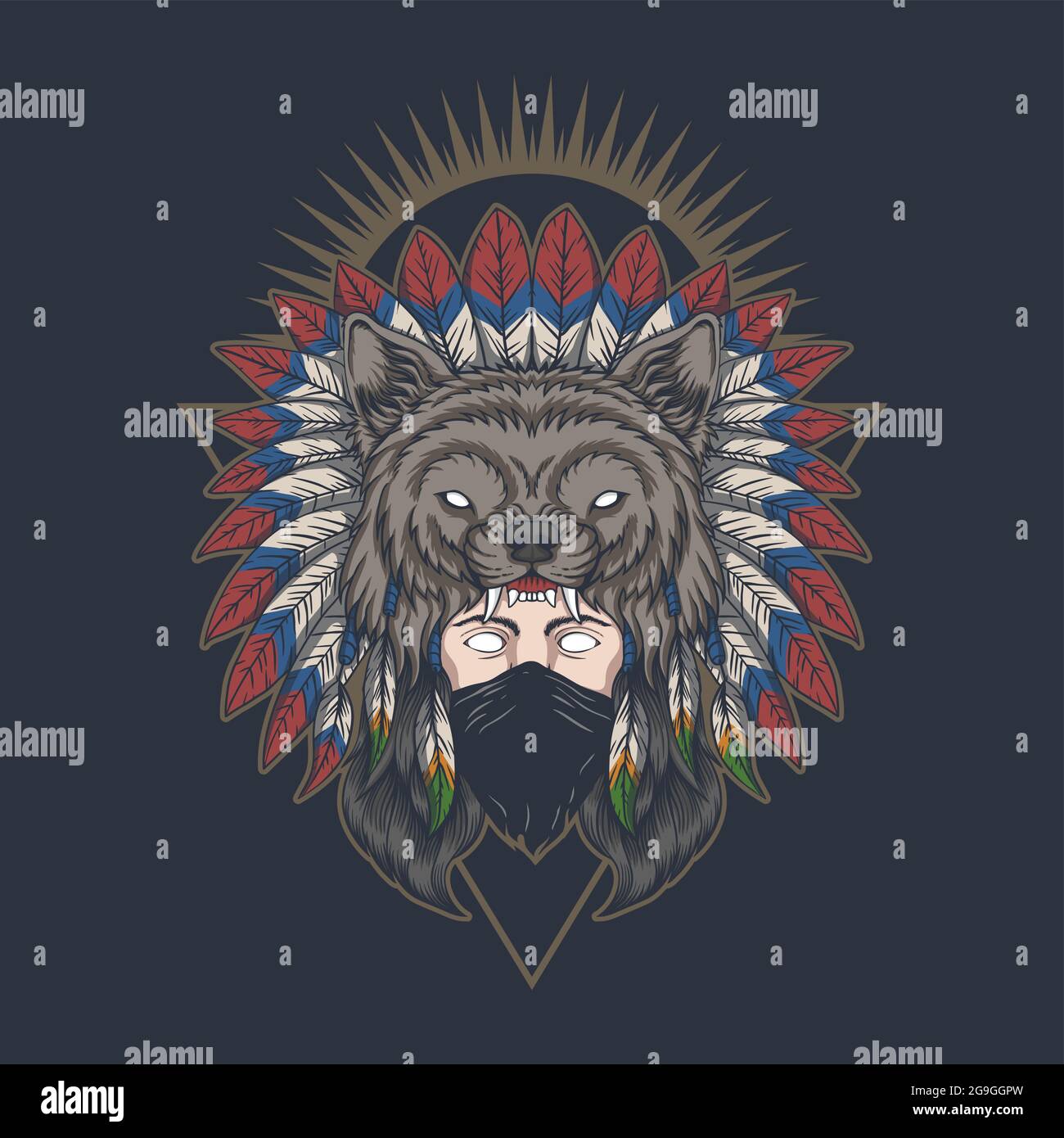 Native american indian woman wearing a mask vector illustration Stock Vector