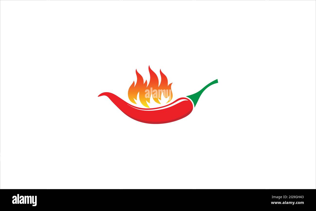Chilli logo with fire design illustration, Spicy icon logo Stock Vector