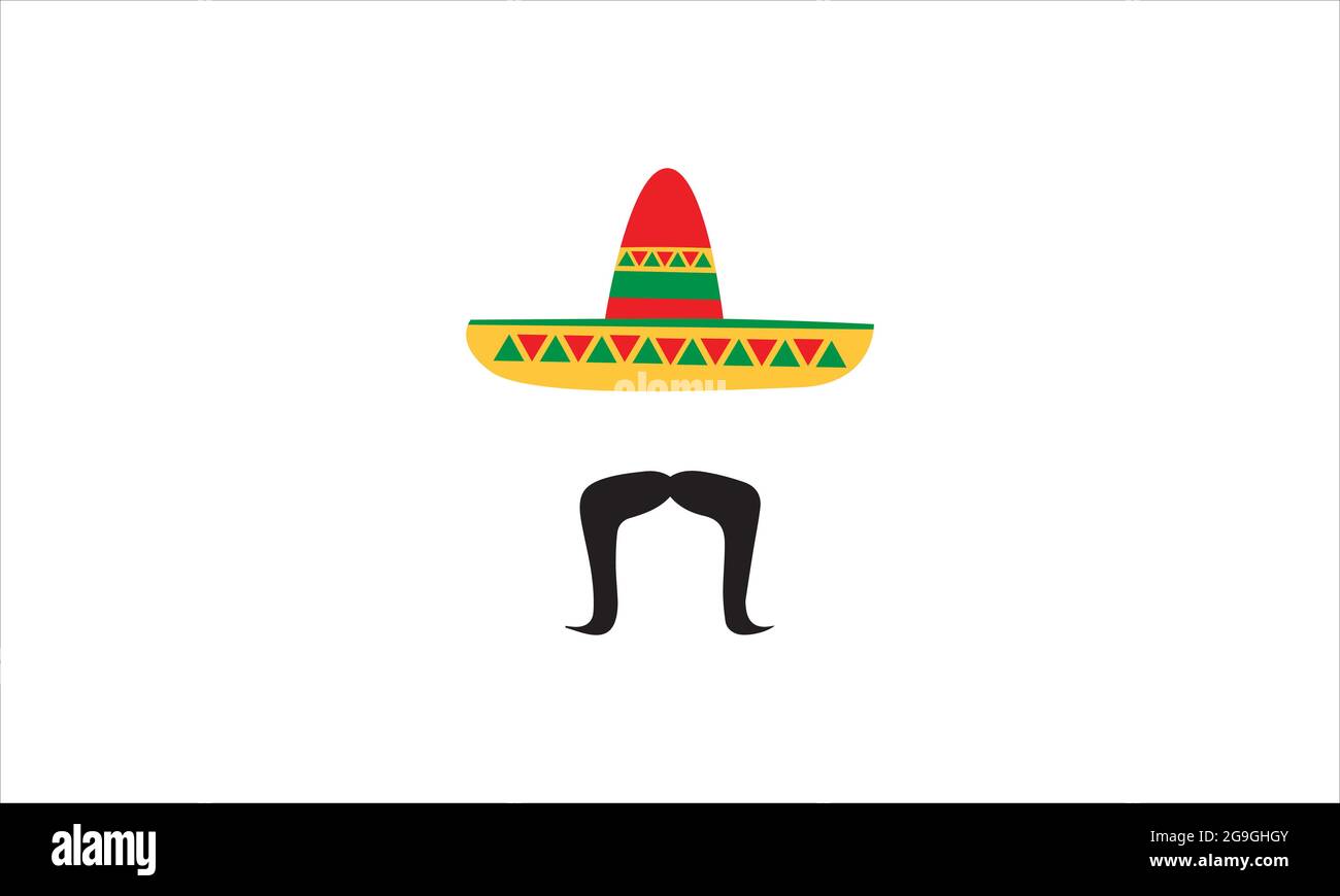 Mexican hat with moustache or mustache icons logo design vector illustration Stock Vector