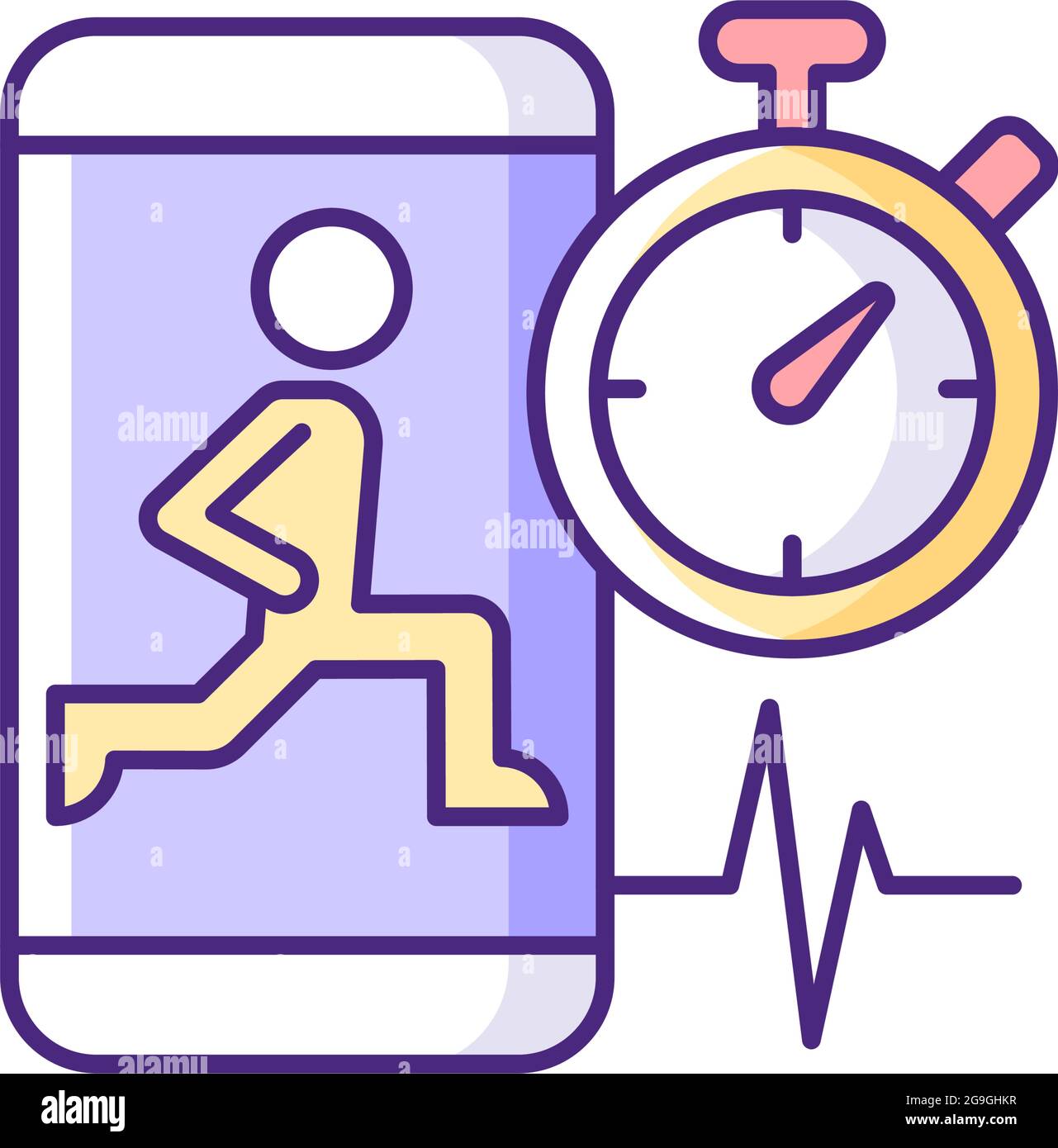 High intensity and intervals workout RGB color icon. Stock Vector