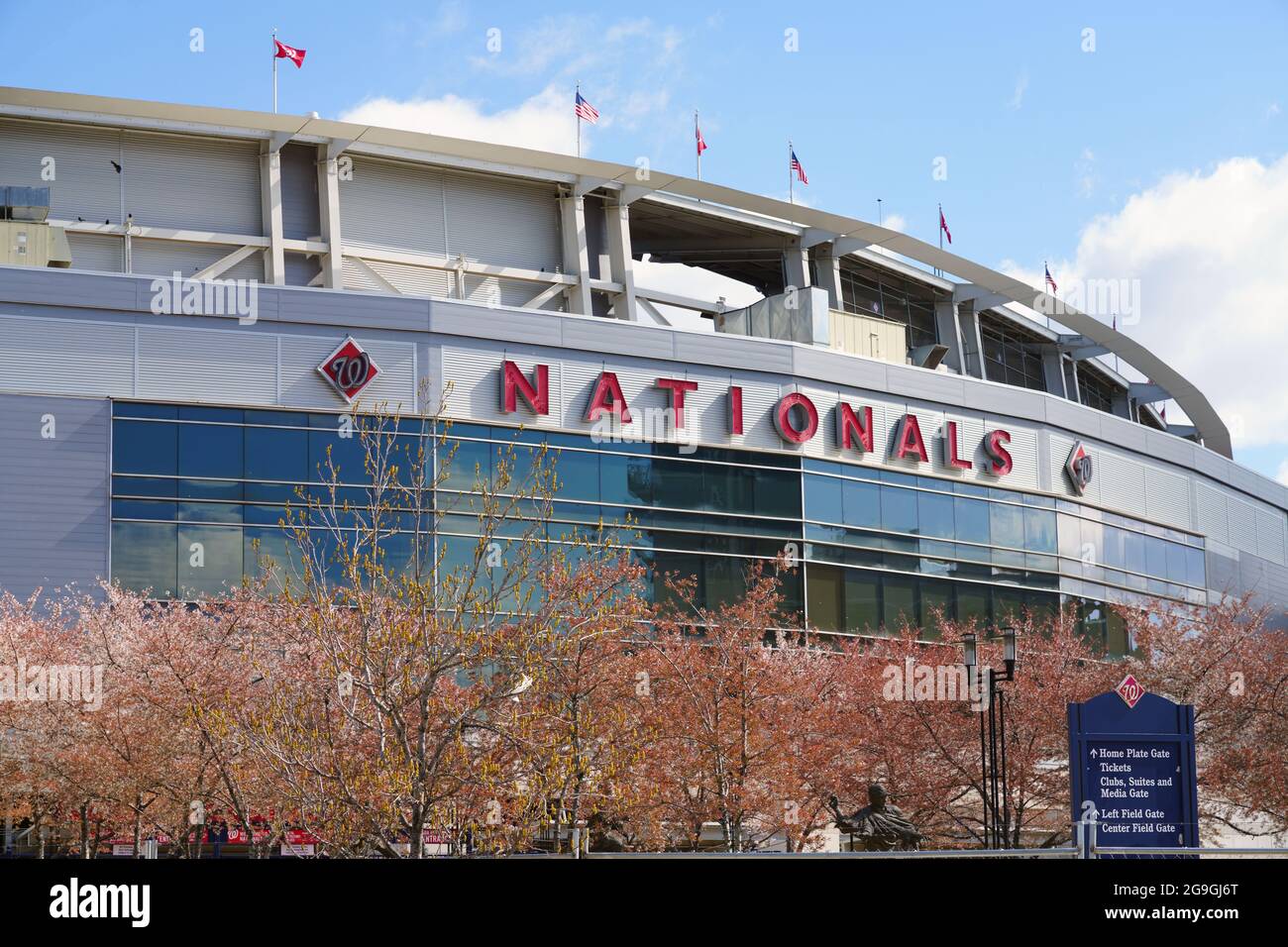 WASHINGTON, DC -2 APR 2021- View of the Nationals Park, a baseball park along the Anacostia River in the Navy Yard neighborhood of Washington, D.C. Stock Photo