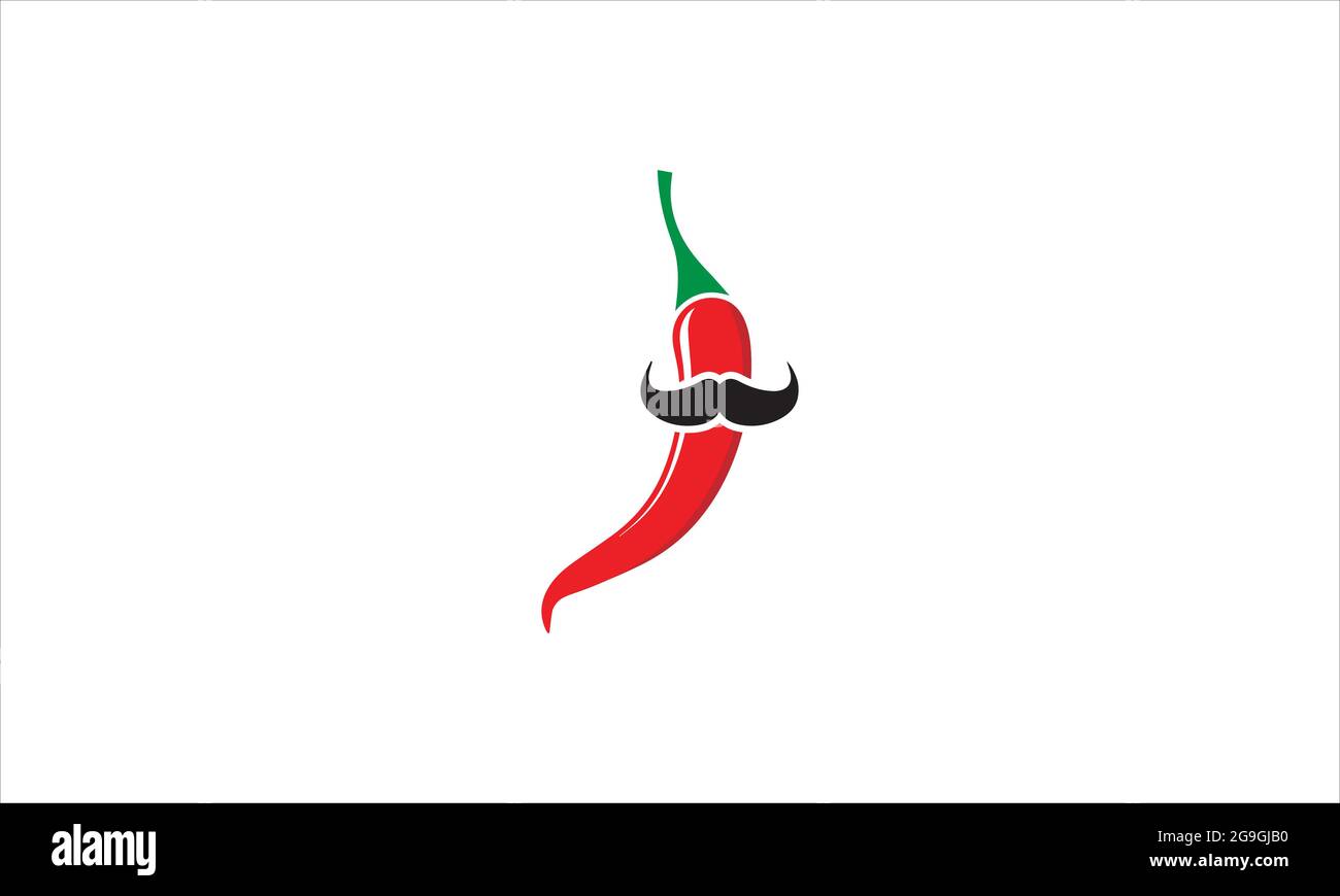 Chili pepper hot vegetable with moustache  icon logo design illustration Stock Vector