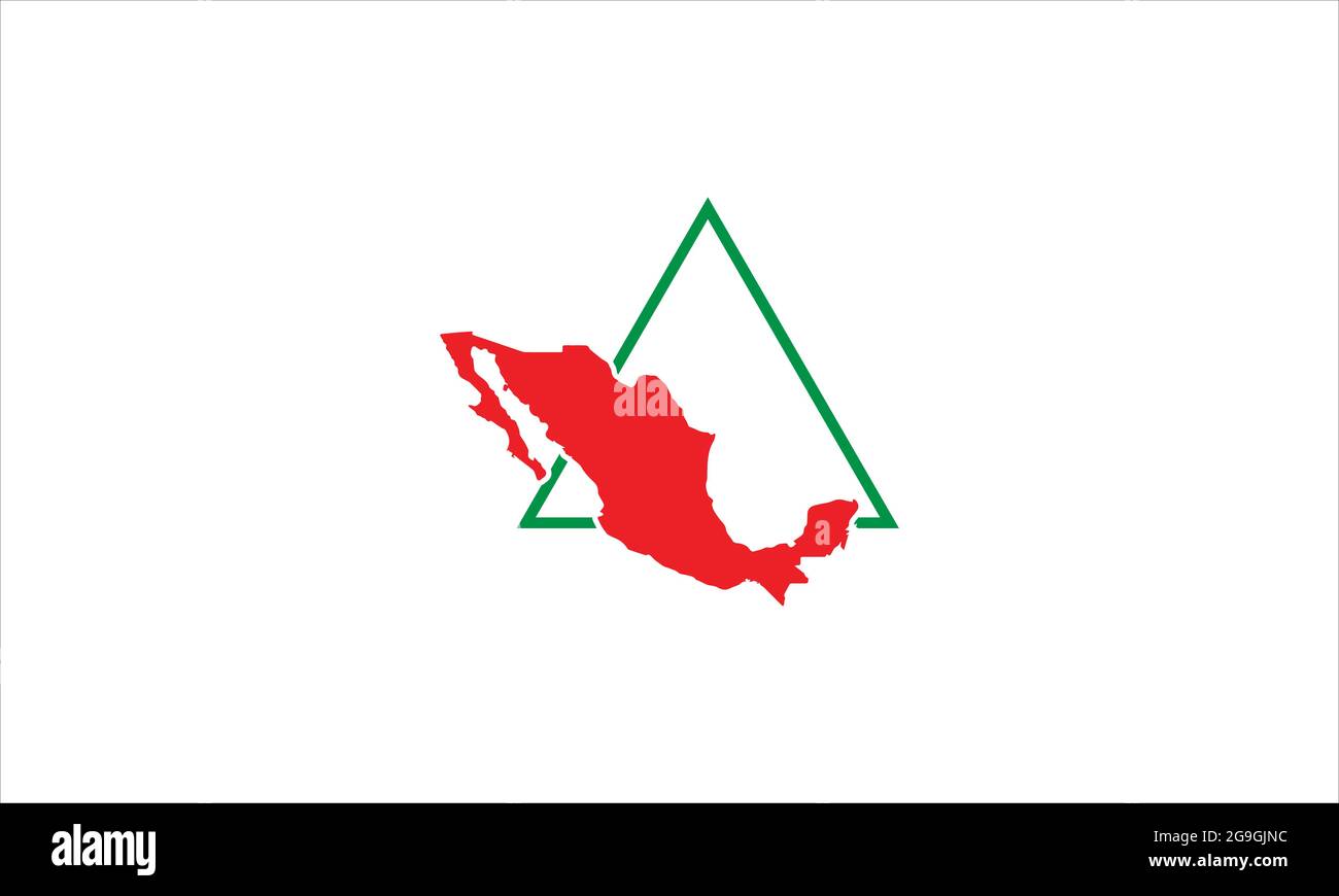 red Mexican map in  triangle icon logo design vector illustration symbol Stock Vector