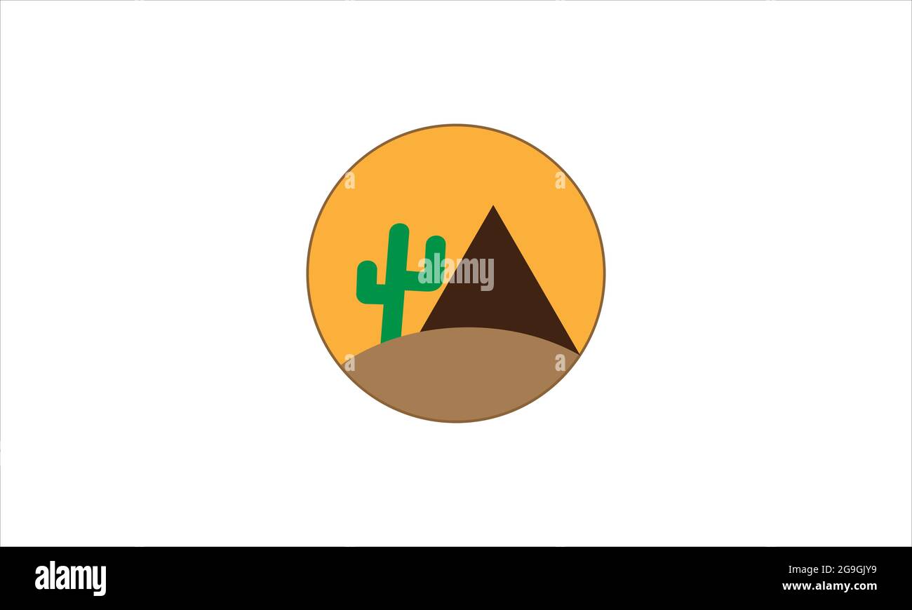 Cactus Desert Plant Flat Icon Vector logo design illustration symbol template Stock Vector
