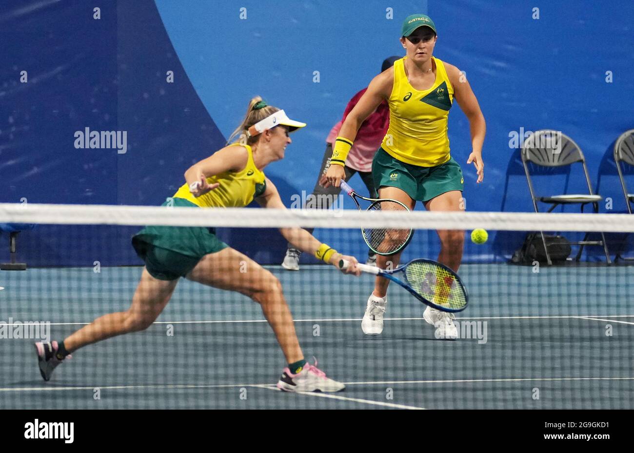 Tokyo Japan 26th July 21 Ashleigh Barty R Storm Sanders Of Australia Compete During The Women S Doubles Second Round Tennis Match Between Xu Yifan Yang Zhaoxuan Of China And Ashleigh Barty Storm Sanders Of Australia