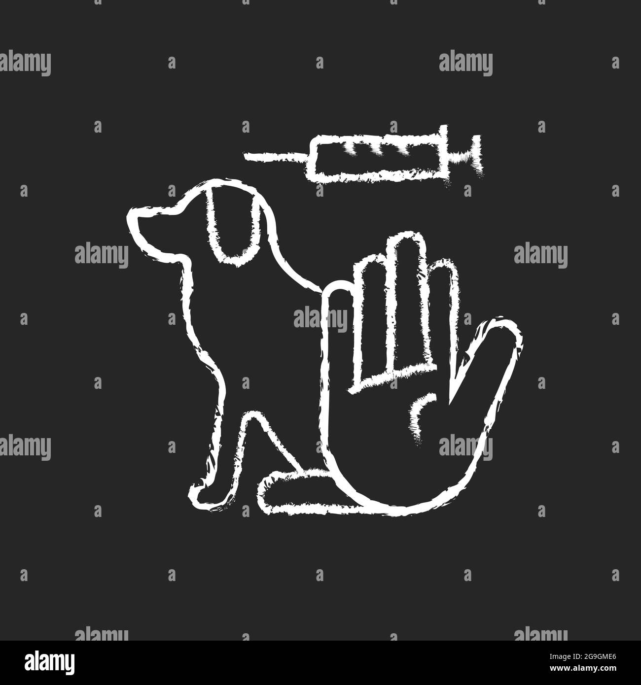 No dog testing chalk white icon on dark background Stock Vector