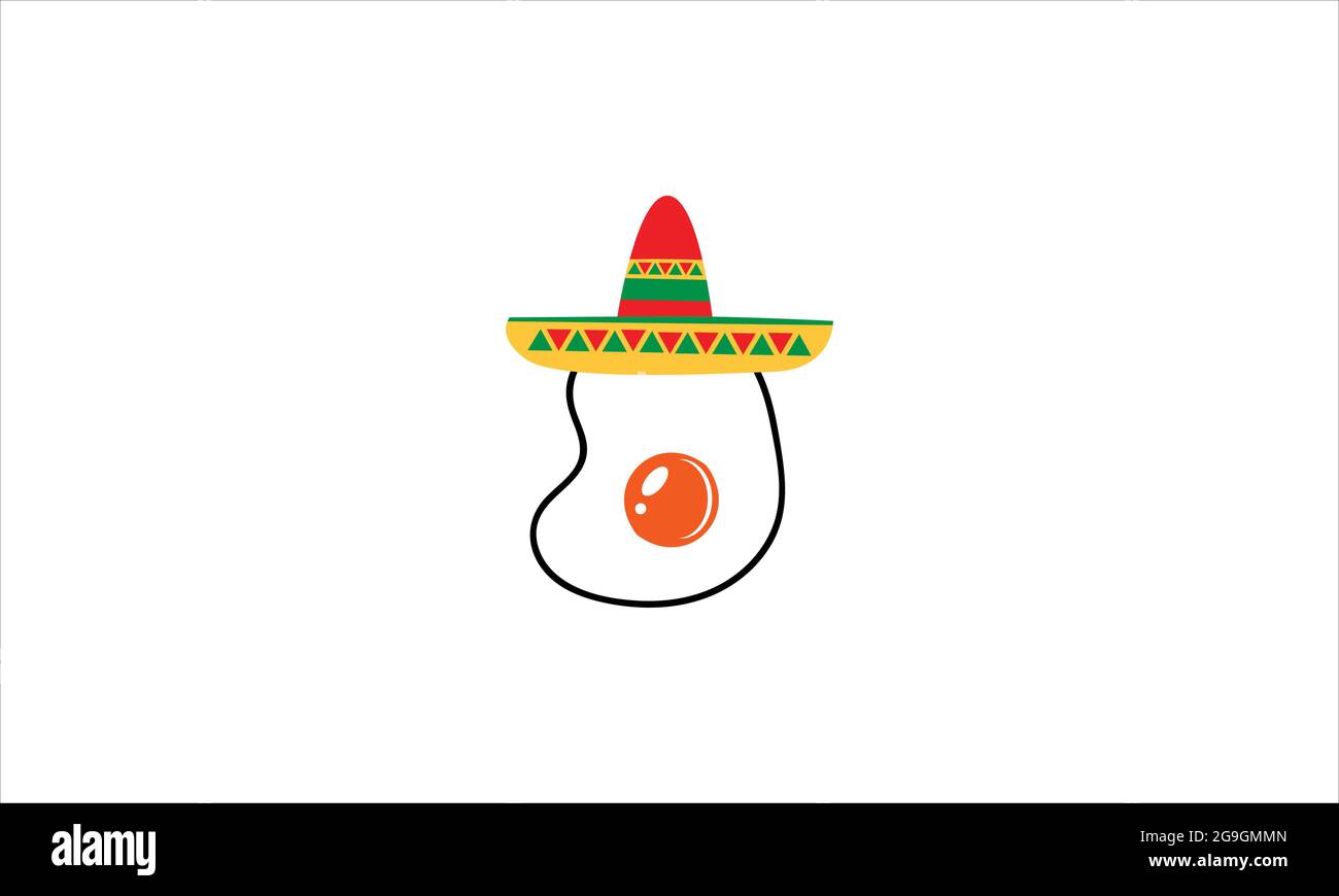 Fried Egg  With Mexican hat icon logo design vector illustration Stock Vector