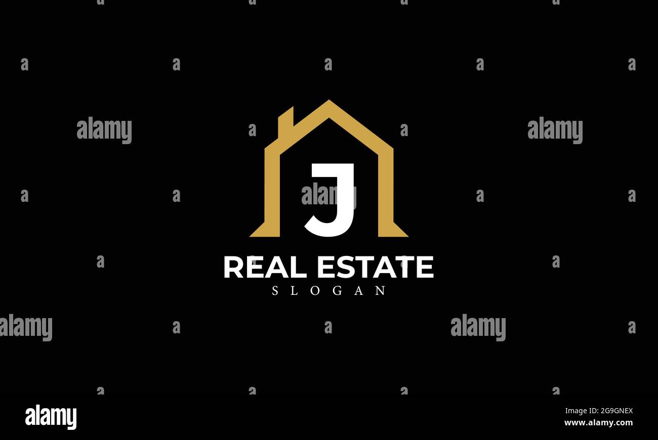 Alphabet J Real Estate Monogram Vector Logo Design, Letter J House Icon Template Stock Vector