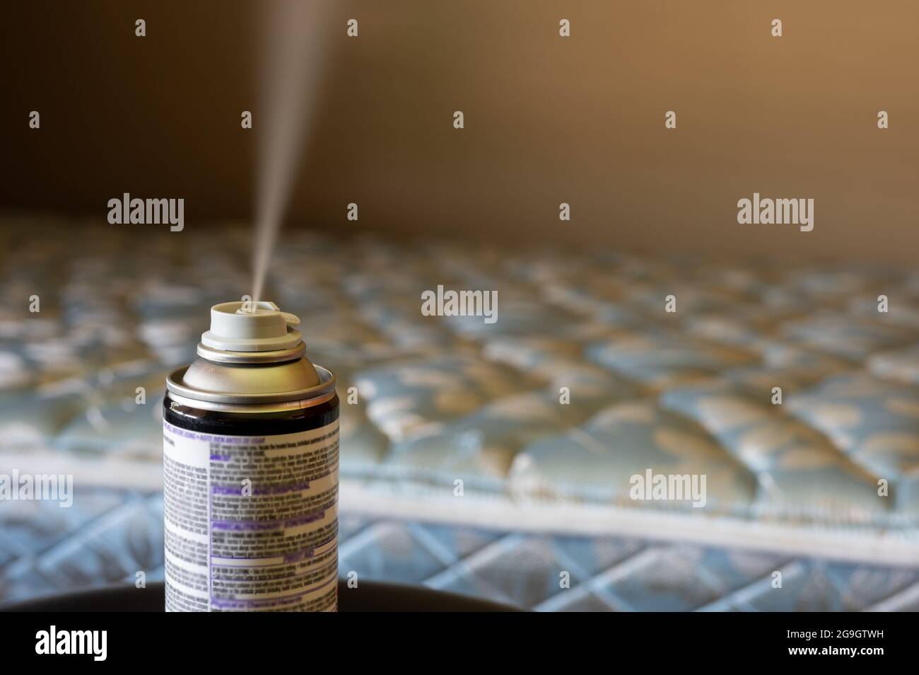Selective focus on insect insecticide aerosol can fogger used to kill