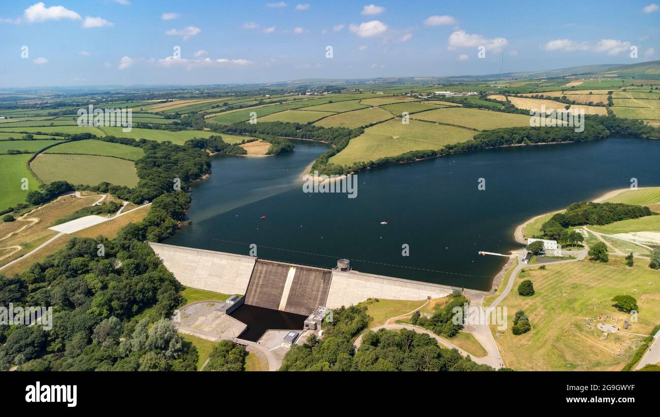 Aerial view of Llys-y-Fran reservoir, Pembrokeshire, Wales Stock Photo