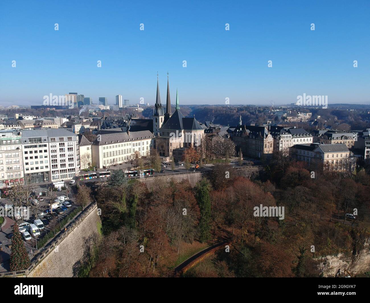 Aerial view of the Chemin de la Corniche in Luxembourg Stock Photo