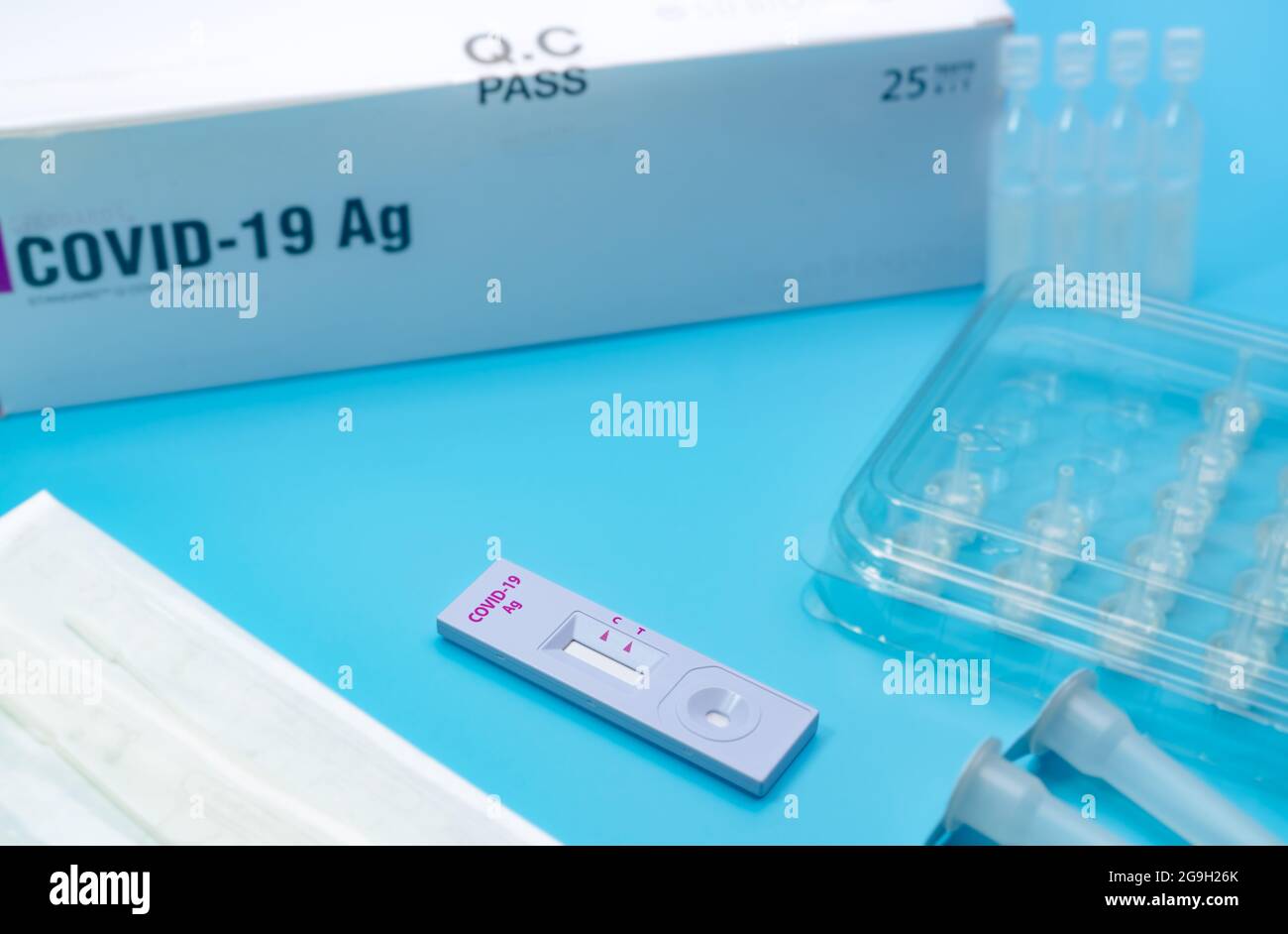 Covid 19 antigen self test for nasal swab. Antigen test kit for home