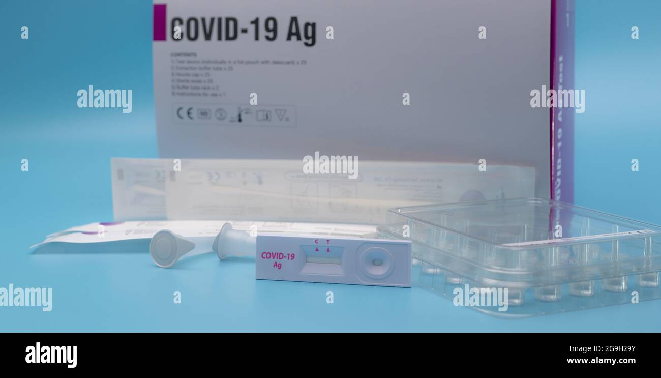 Covid 19 antigen self test for nasal swab. Antigen test kit for home