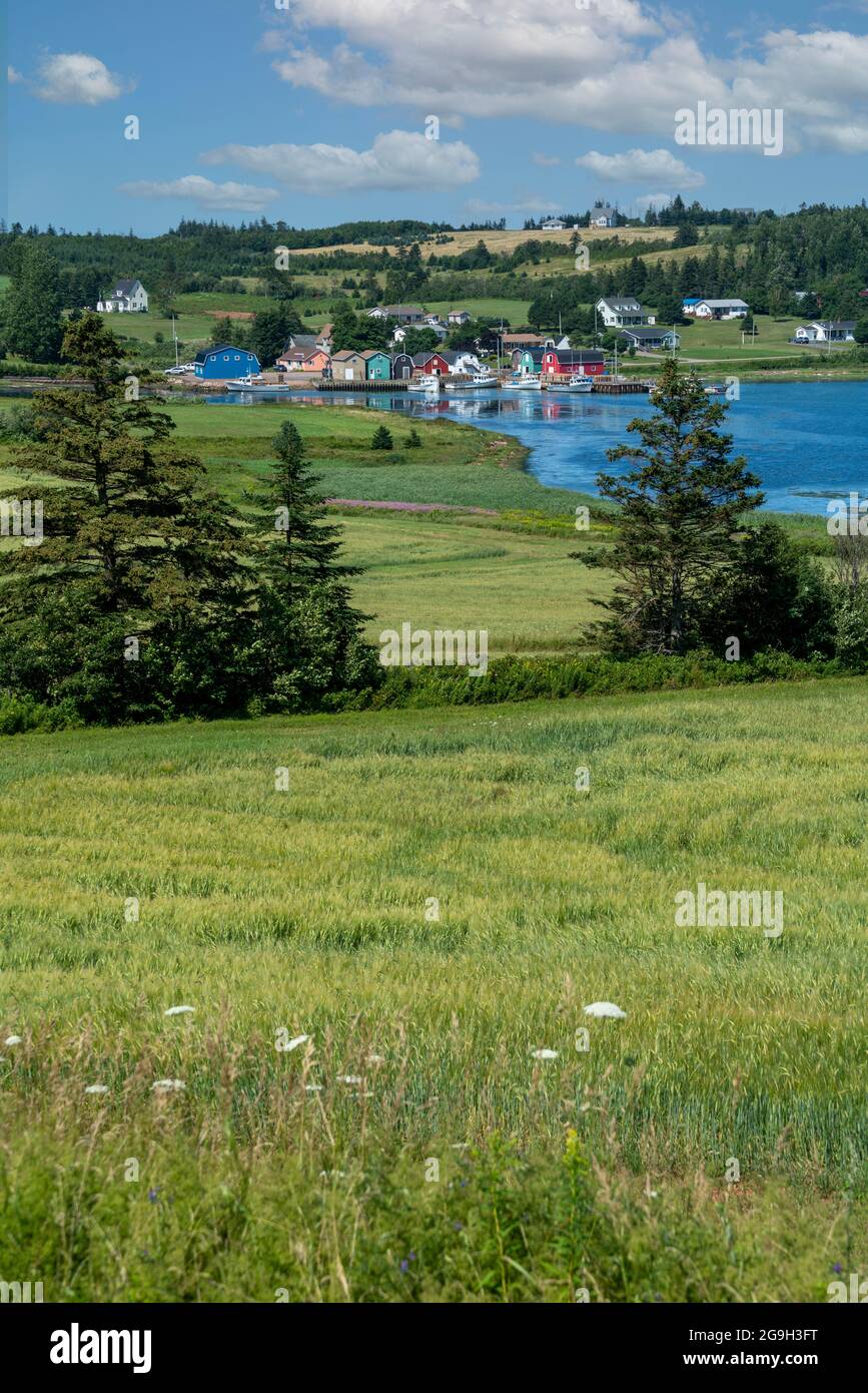 View of the fishing village French River, Prince Edward Island, Canada. Stock Photo