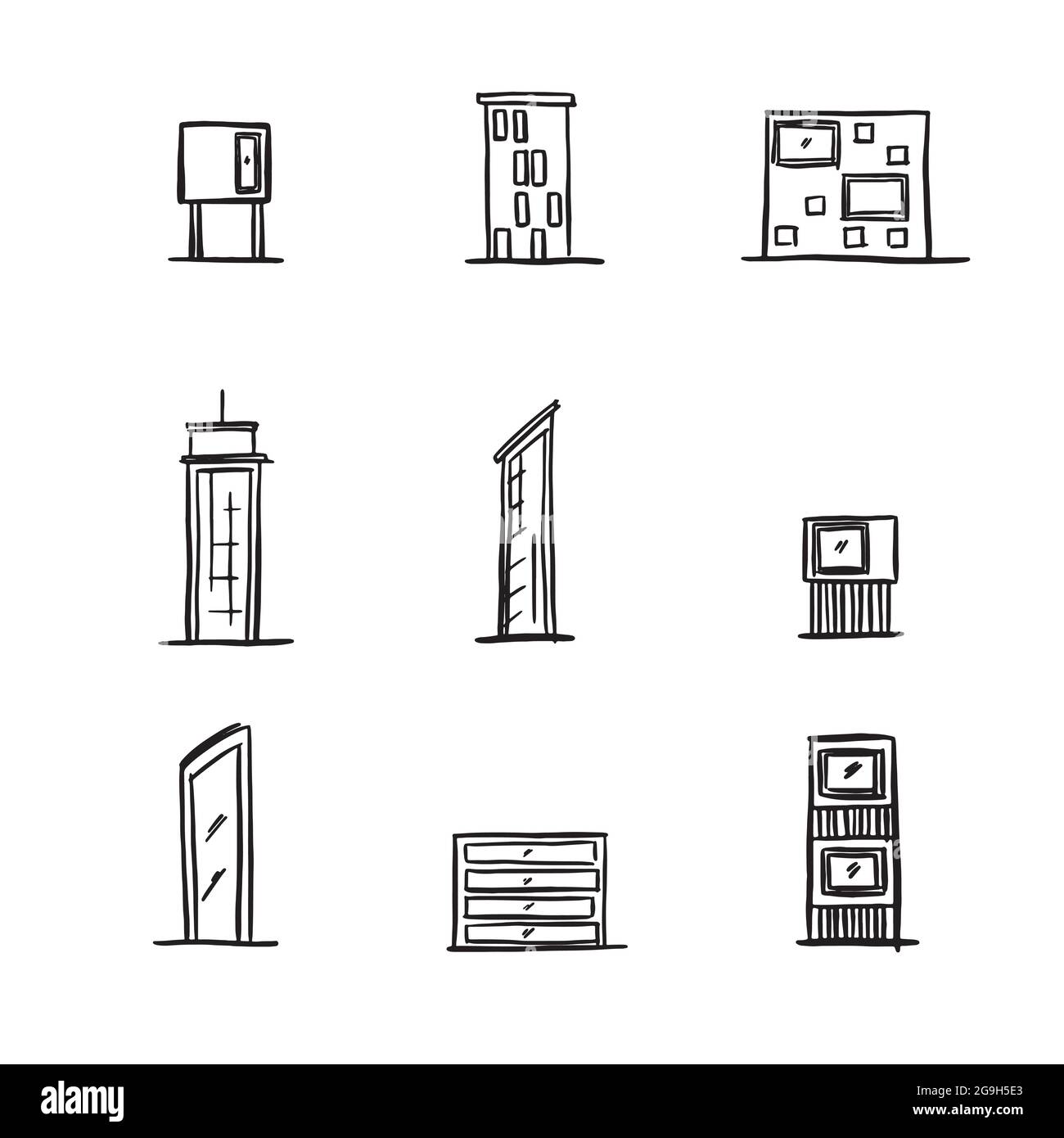 Set of Various type of Building. Drawing for Icon, Infographic design