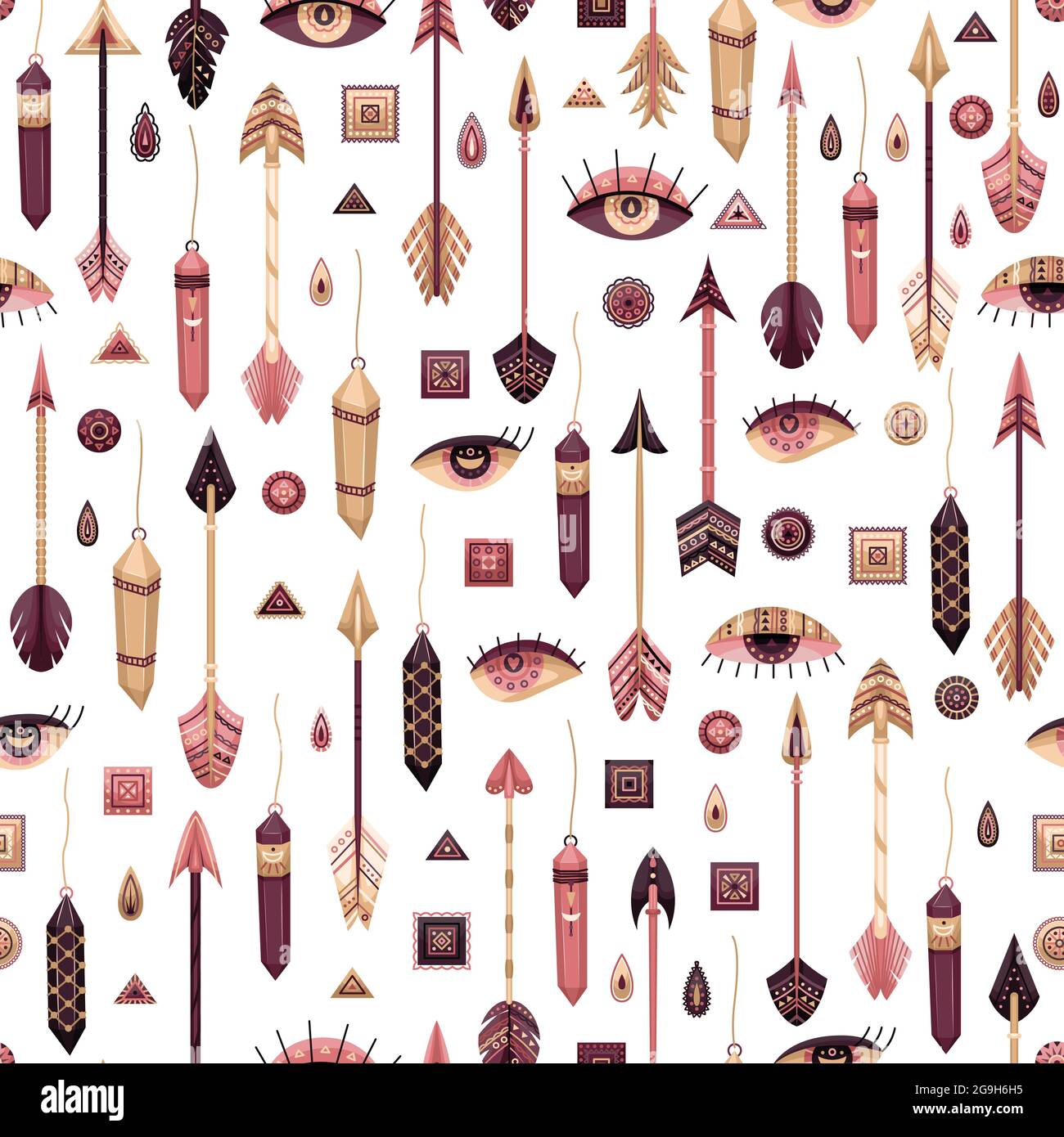 Vector seamless pattern with boho illustrations. Bohemian background in ...
