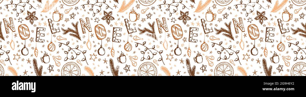 Doodle Christmas Vector Seamless Pattern Stock Vector