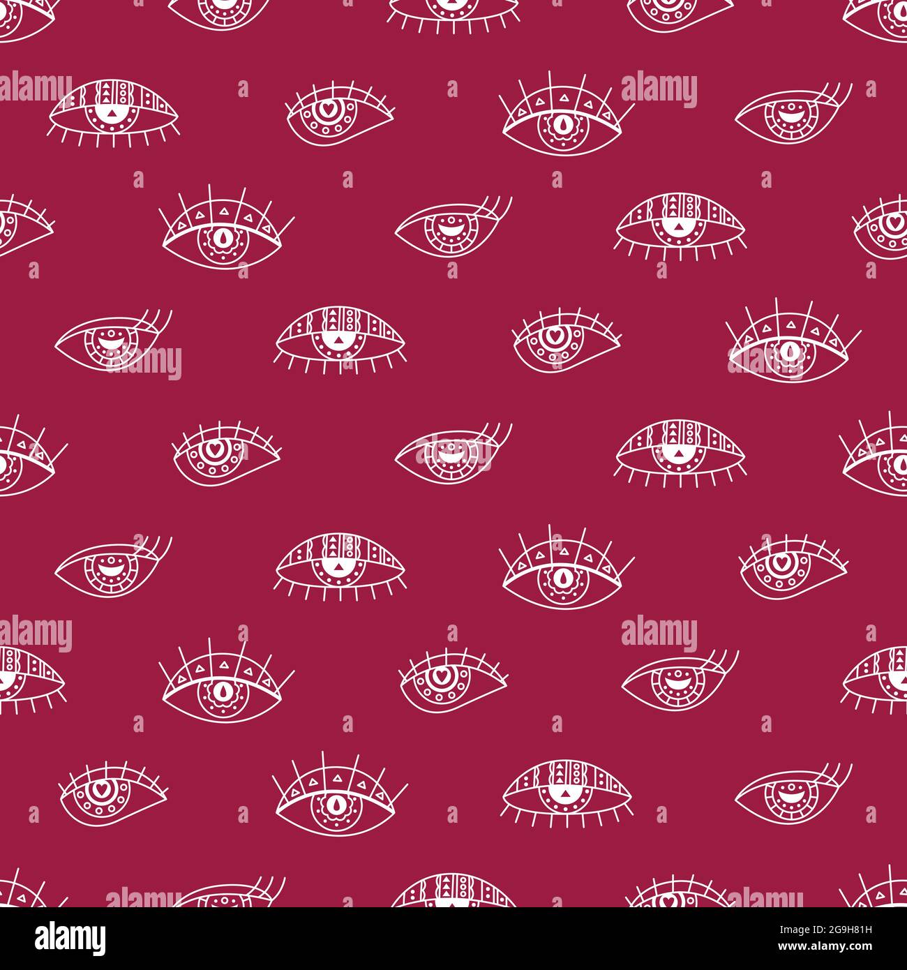 Vector seamless pattern with boho eyes. Bohemian background. Stock Vector