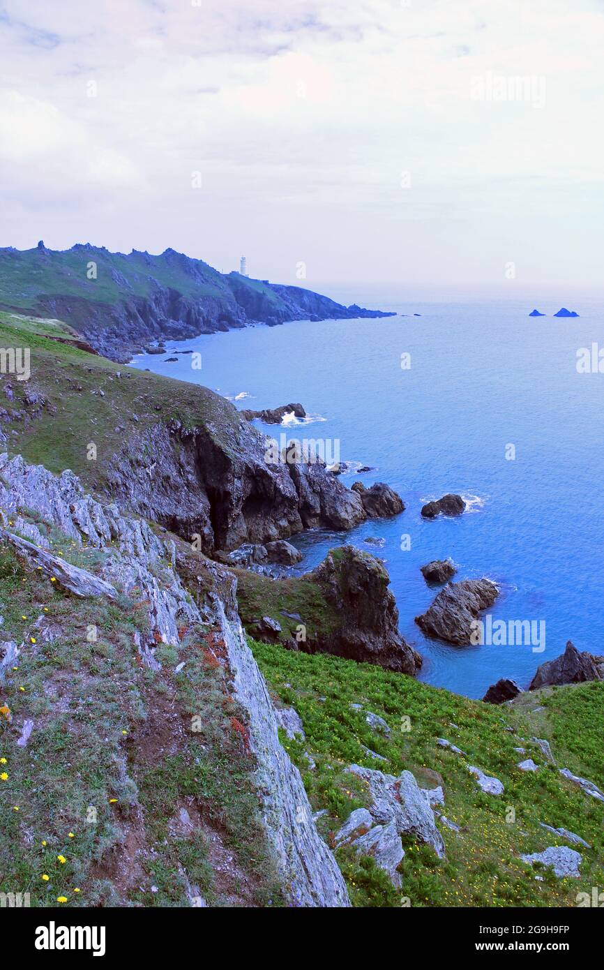 Start Point coastal path and lighthouse, Devon Stock Photo Alamy