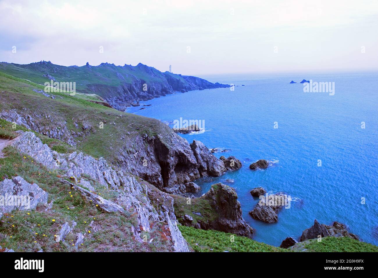 Start Point coastal path and lighthouse, Devon Stock Photo Alamy