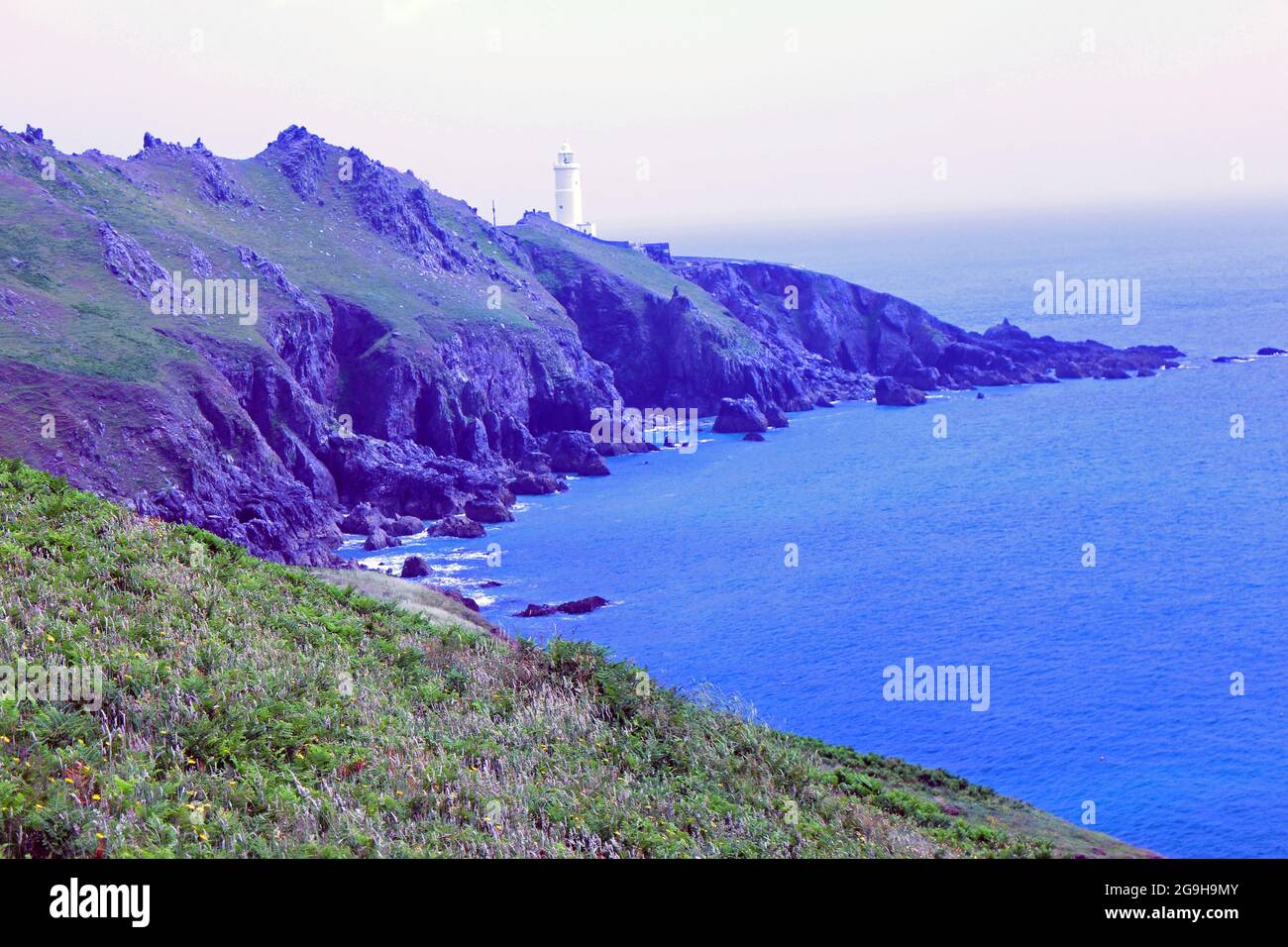 Start Point coastal path and lighthouse, Devon Stock Photo Alamy
