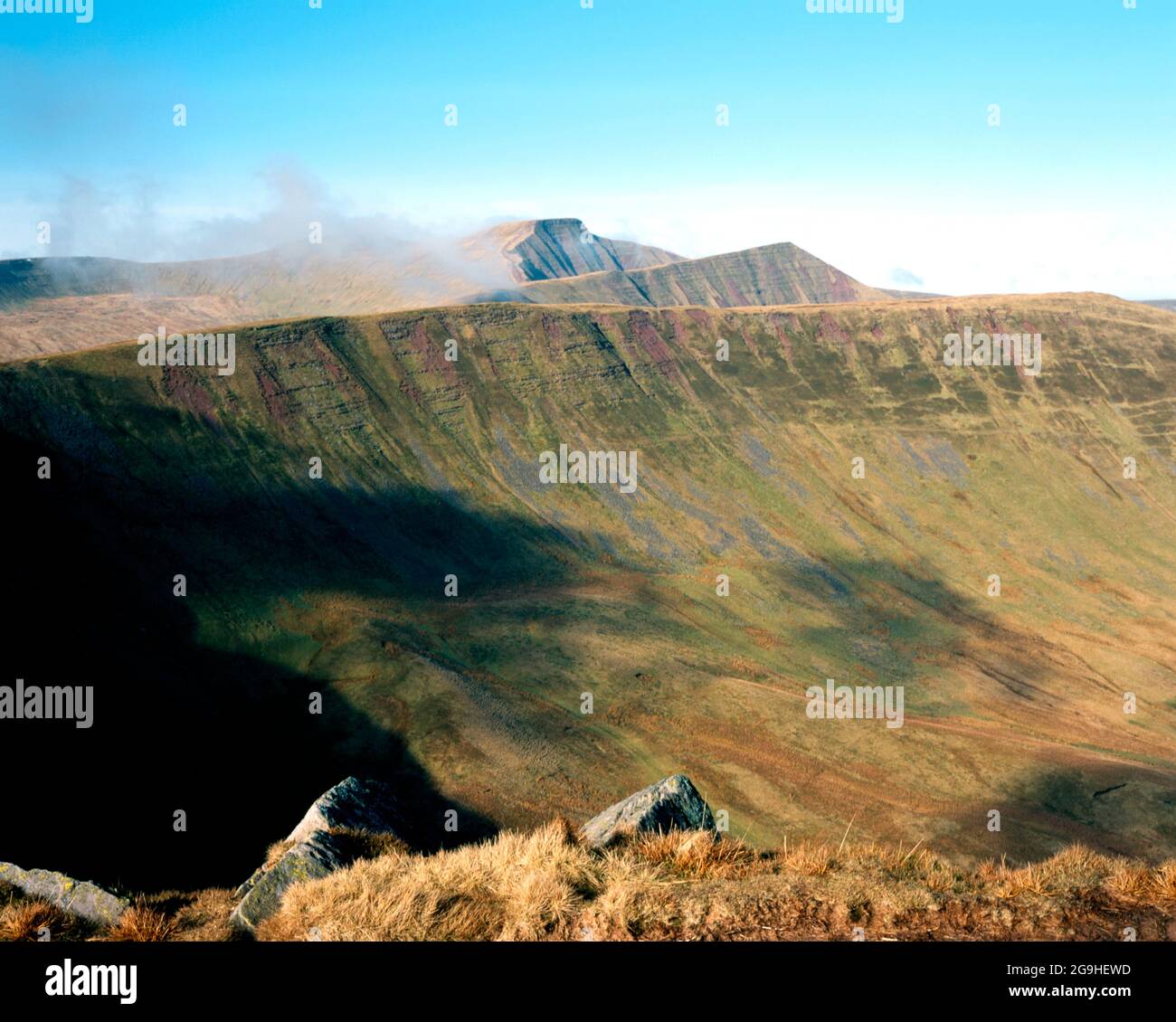 The Brecon Beacons from Craig Chawreli, Brecon Beacons National Park, Powys, Wales. Stock Photo
