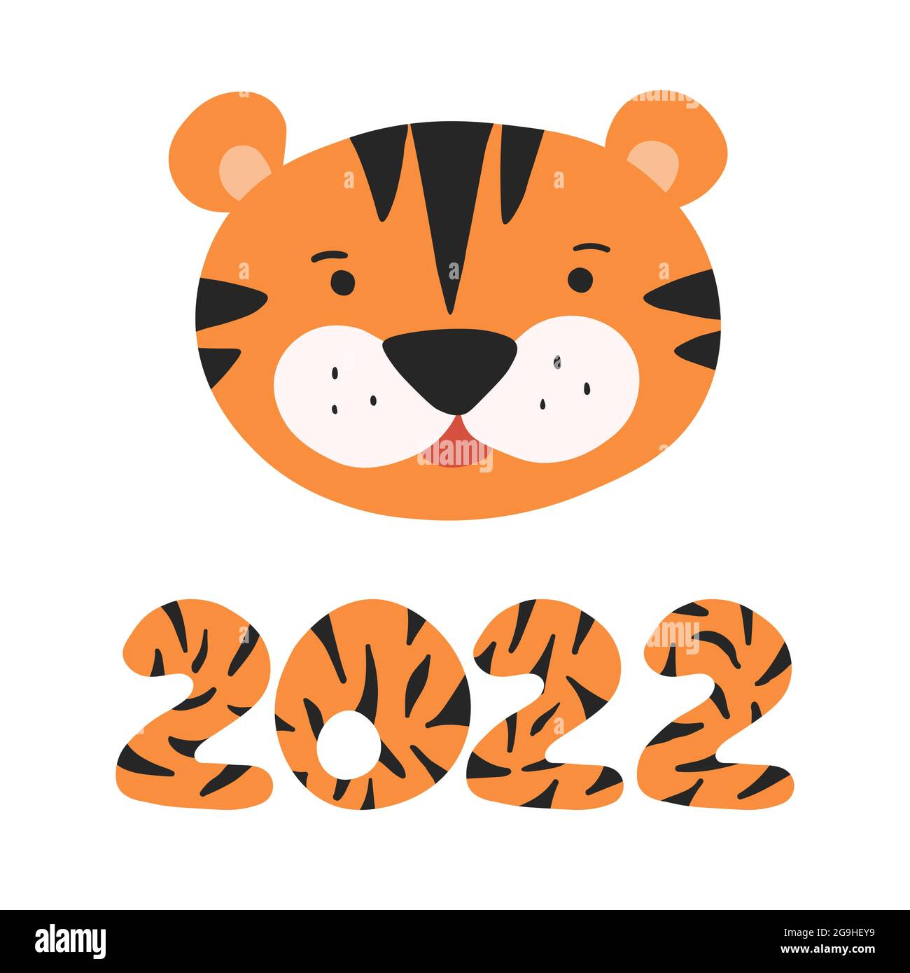 Christmas In The Wild 2022 Hand Drawn Cartoon Vector Illustration Of A Cute Funny Wild Tiger Head And  Orange Numbers 2022 With Stripes. Cute Chinese New Year 2022 Christmas Logo  Stock Vector Image & Art - Alamy