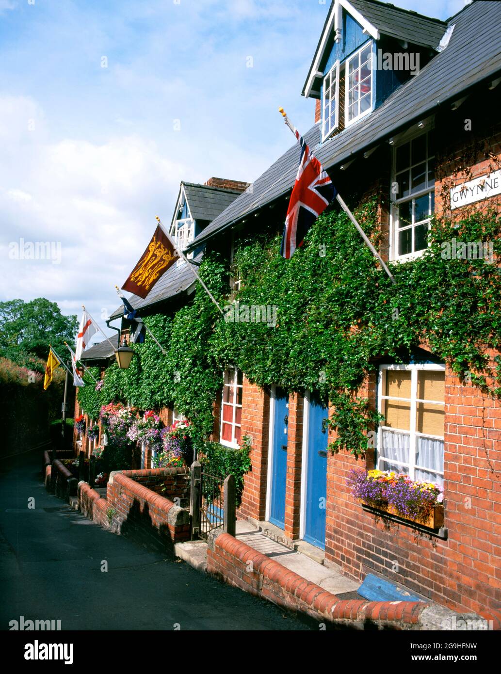 Red brick flags hereford herefordshire town city street terrace hires