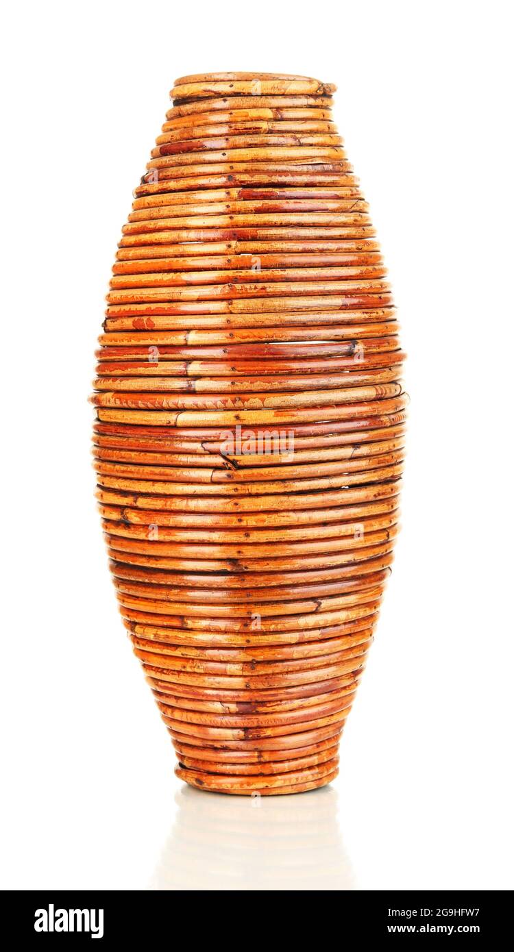 Bamboo vase isolated on white Stock Photo Alamy