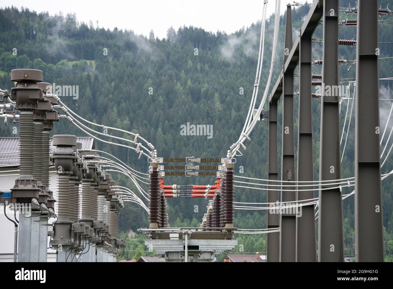 The electric power station transformer, high-voltage equipment object ...